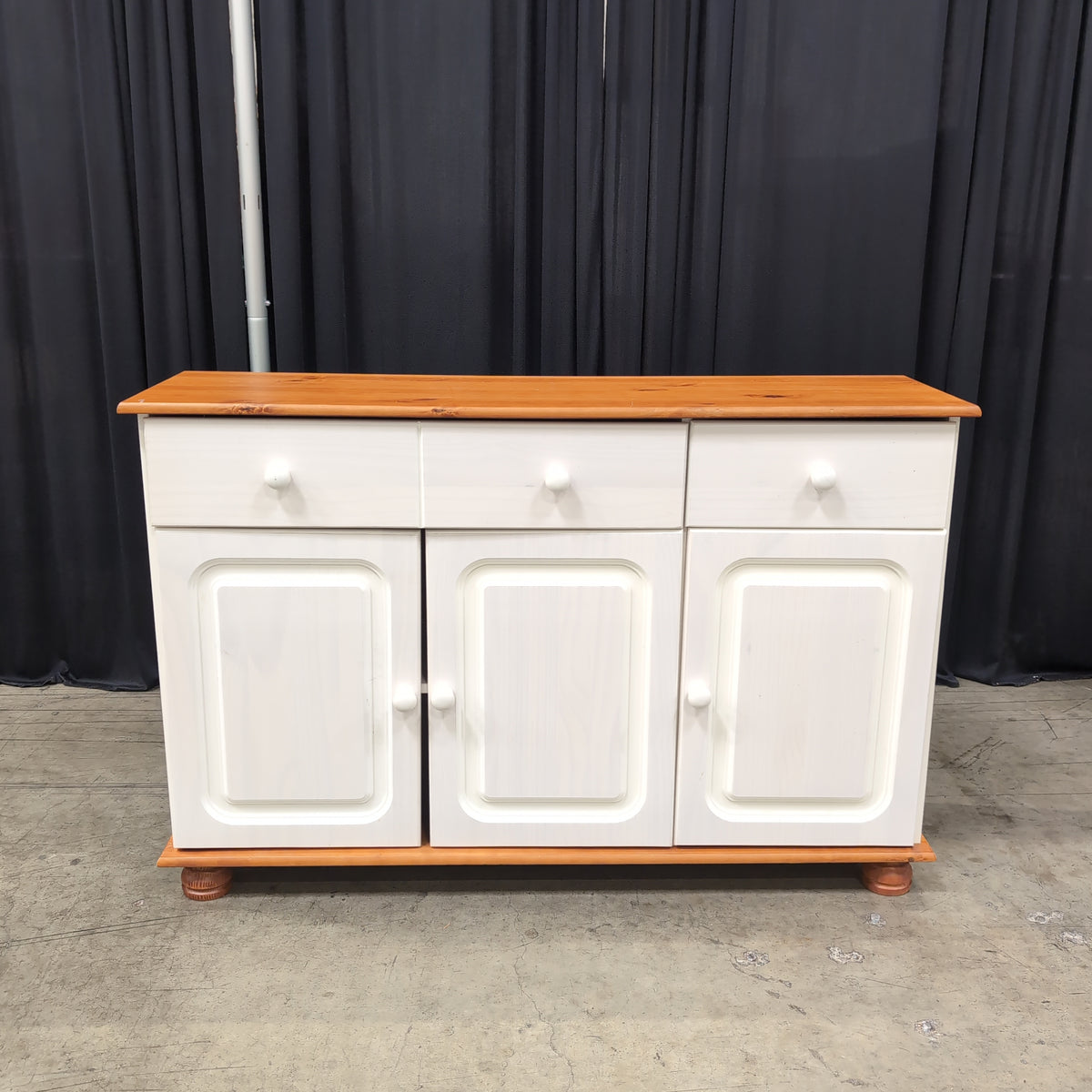 Two-Tone Wood Buffet with White Knobs