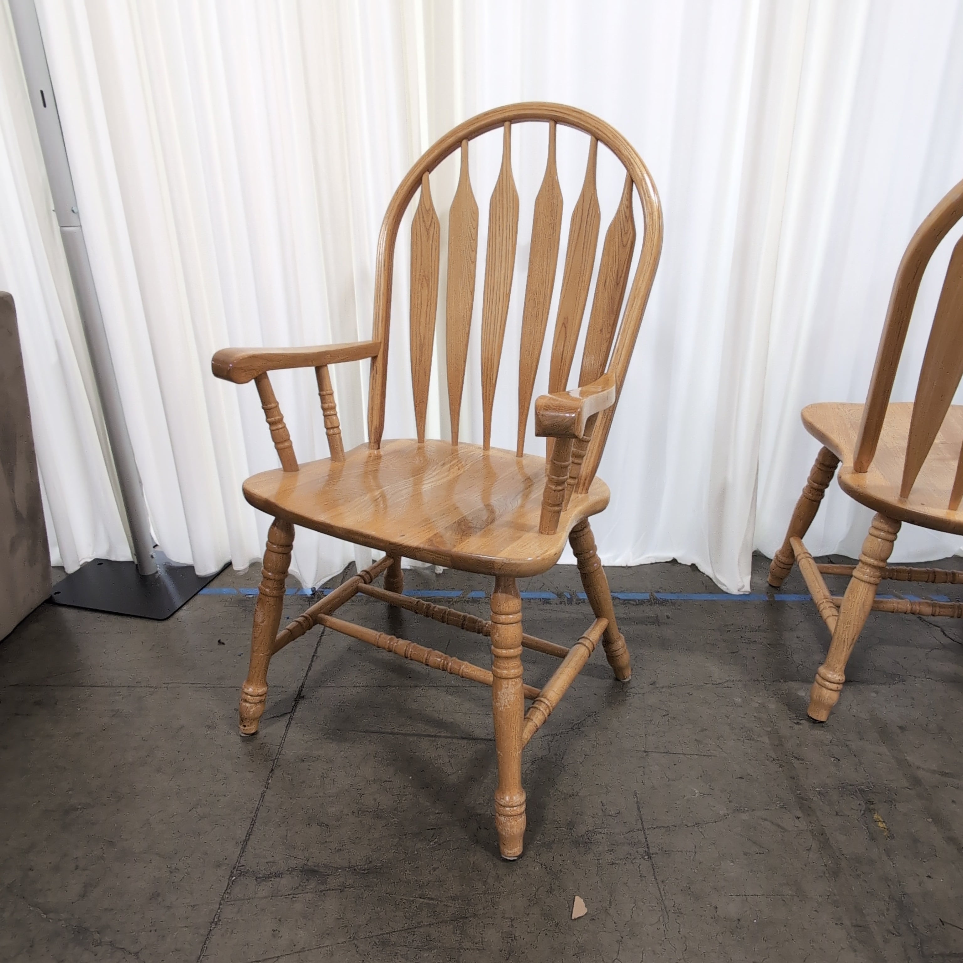 Set of Four Light Wood Windsor Dining Chairs