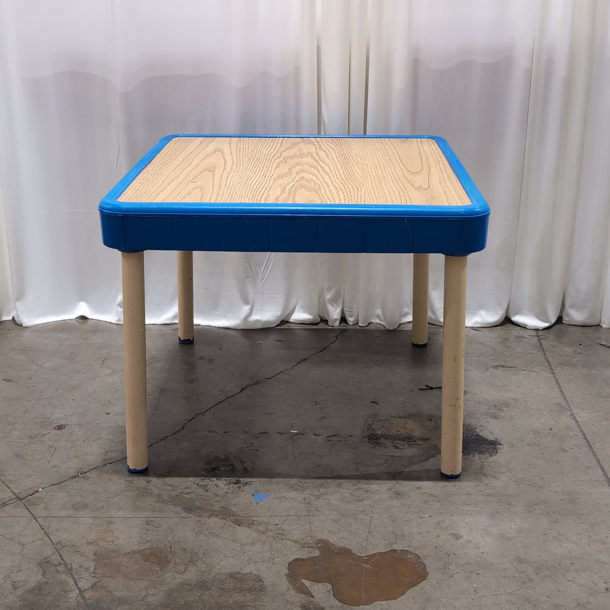 Blue Plastic Frame Kids Table with Wood-Look Top