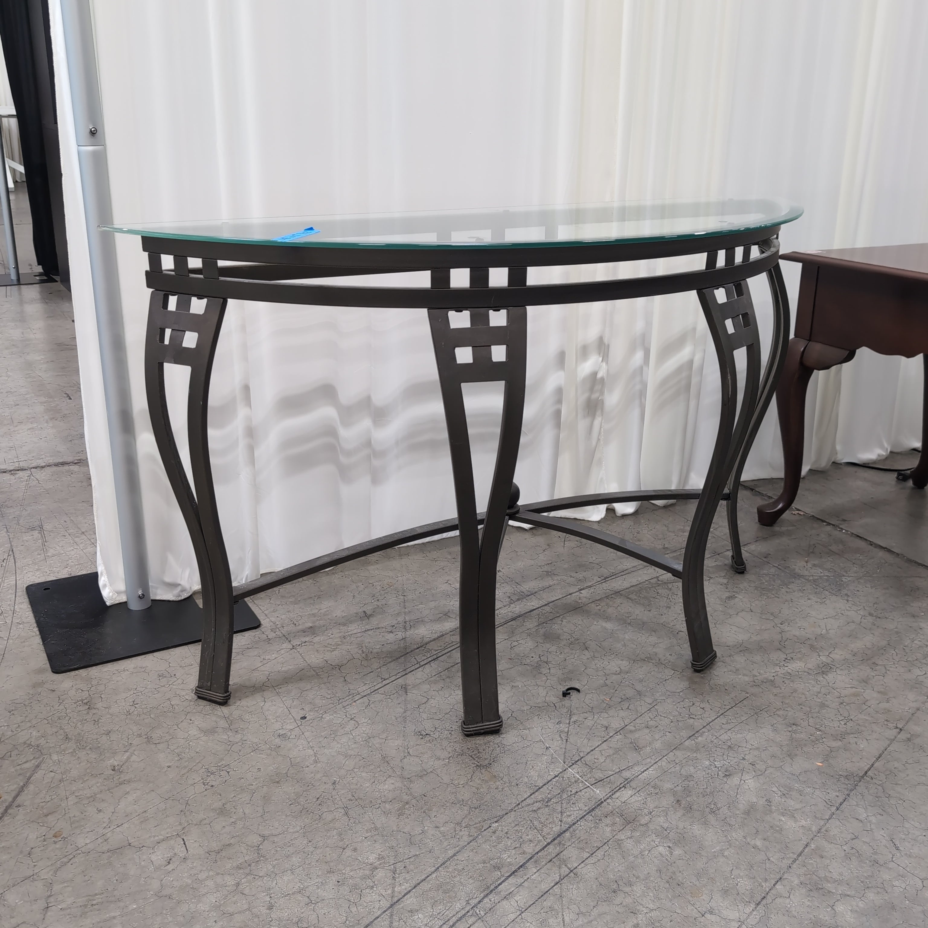Half-Moon Glass Top Console Table