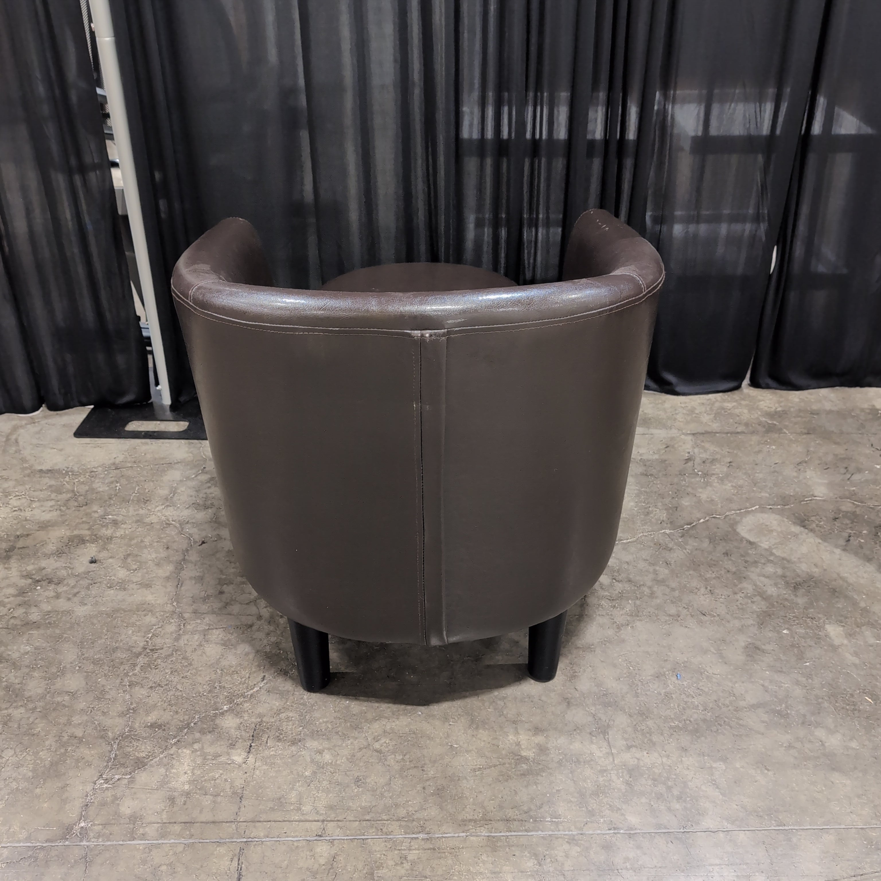 Dark Brown Faux Leather Club Chair with Matching Ottoman