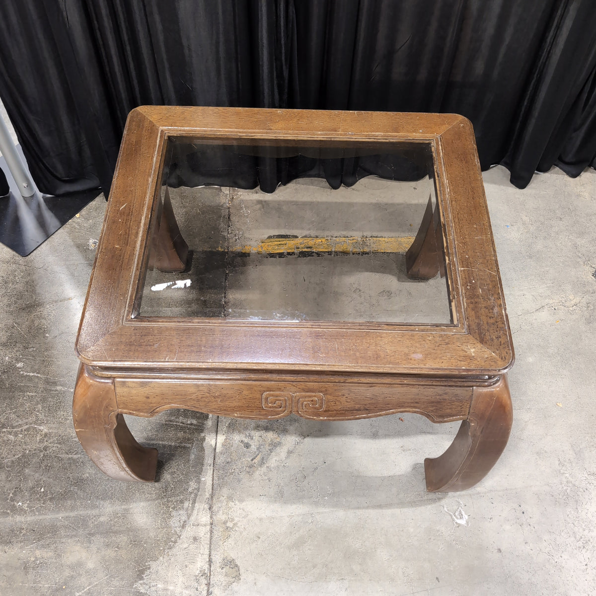 Light Wood Square Coffee Table with Glass Top
