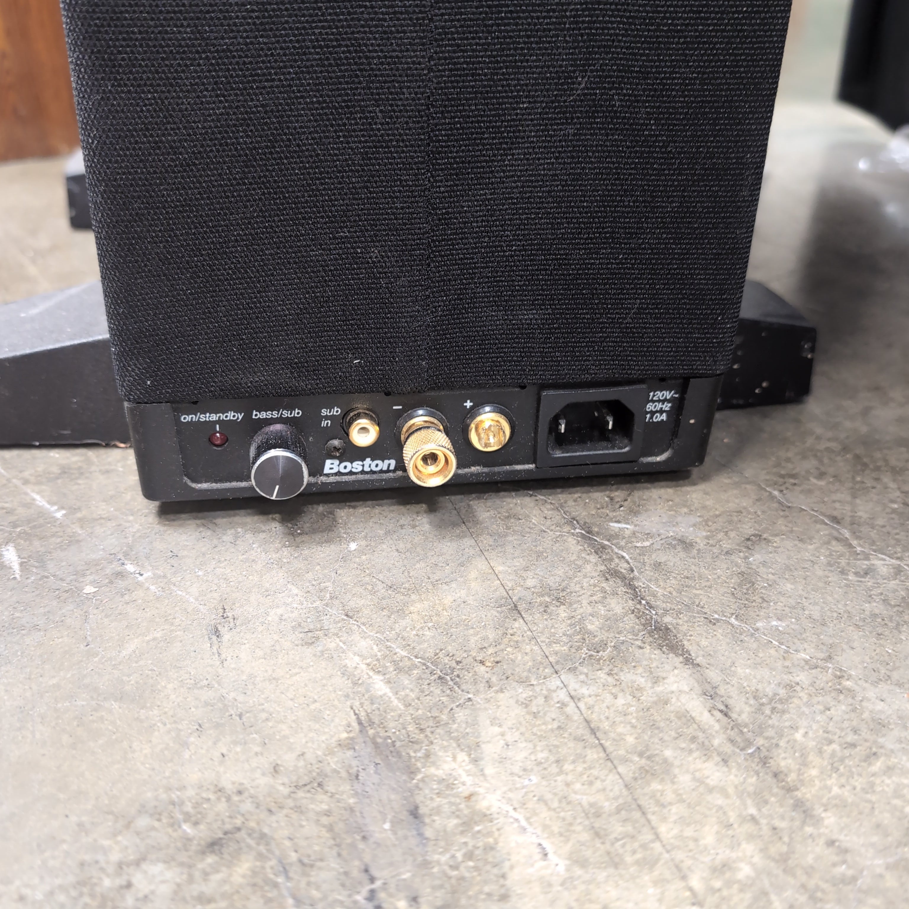 Boston Black Fabric Floor Loudspeakers with Wood Tops