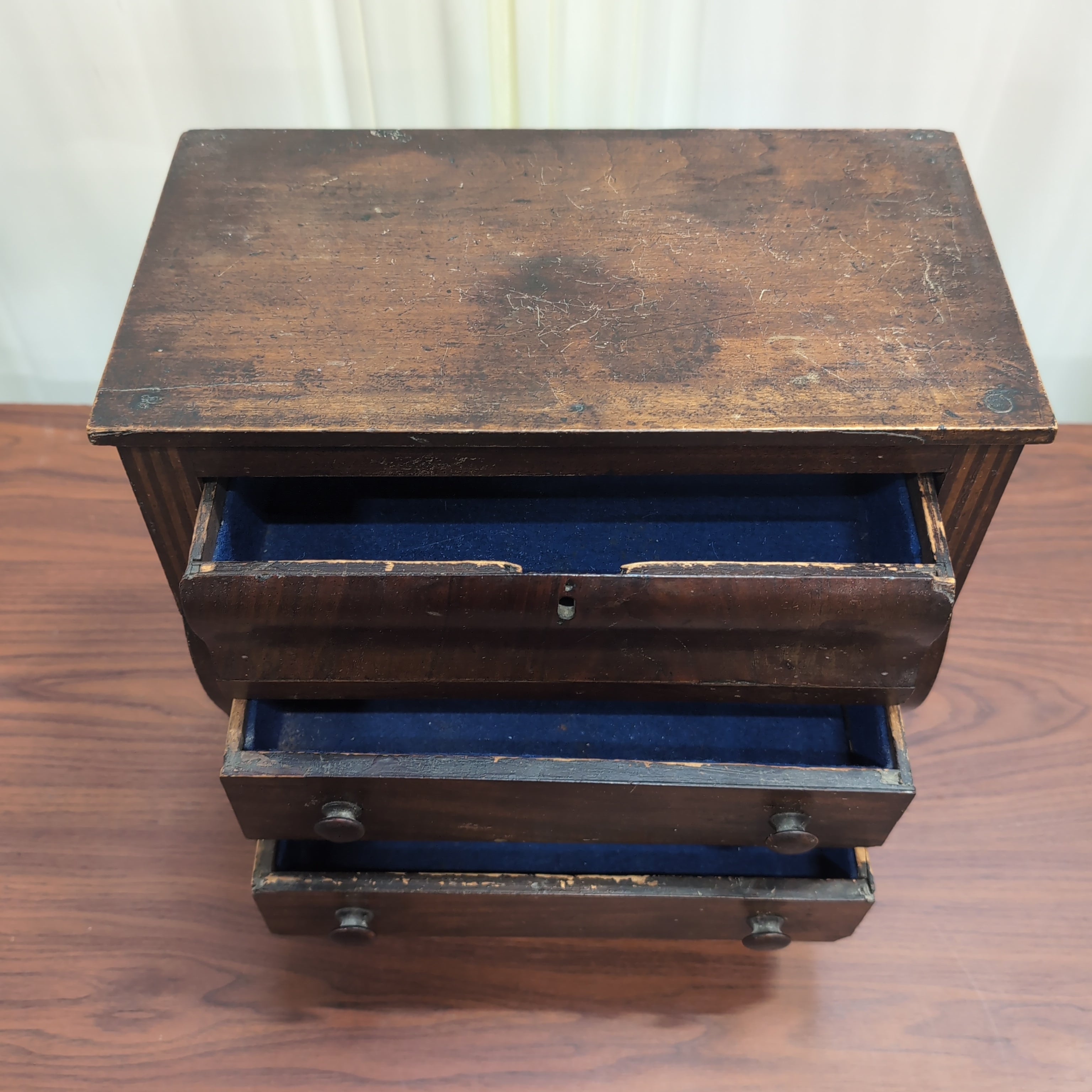 Traditional Dark Wood Three-Drawer Nightstand