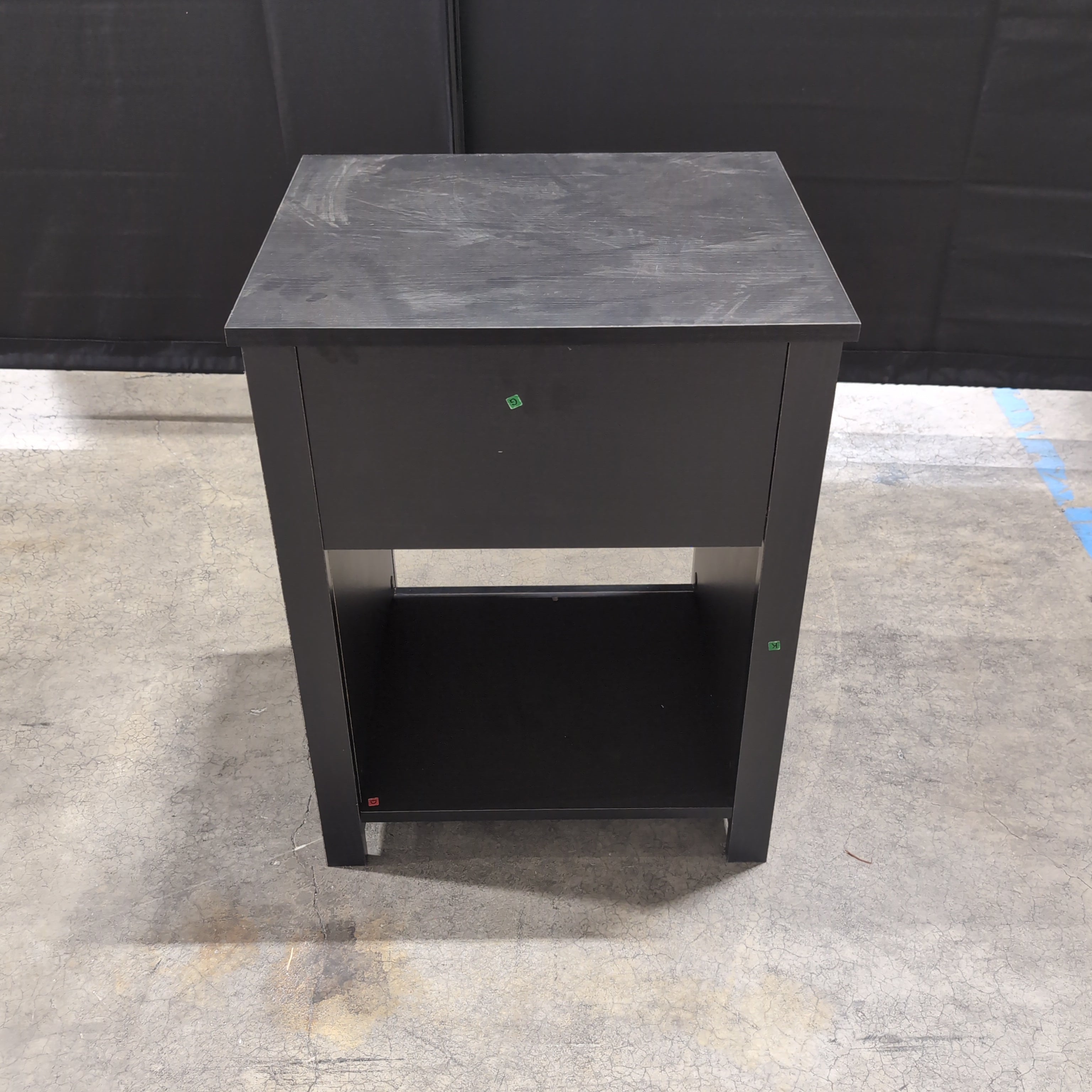 Ameriwood HOME Black Wood Composite Nightstand with Open Shelf