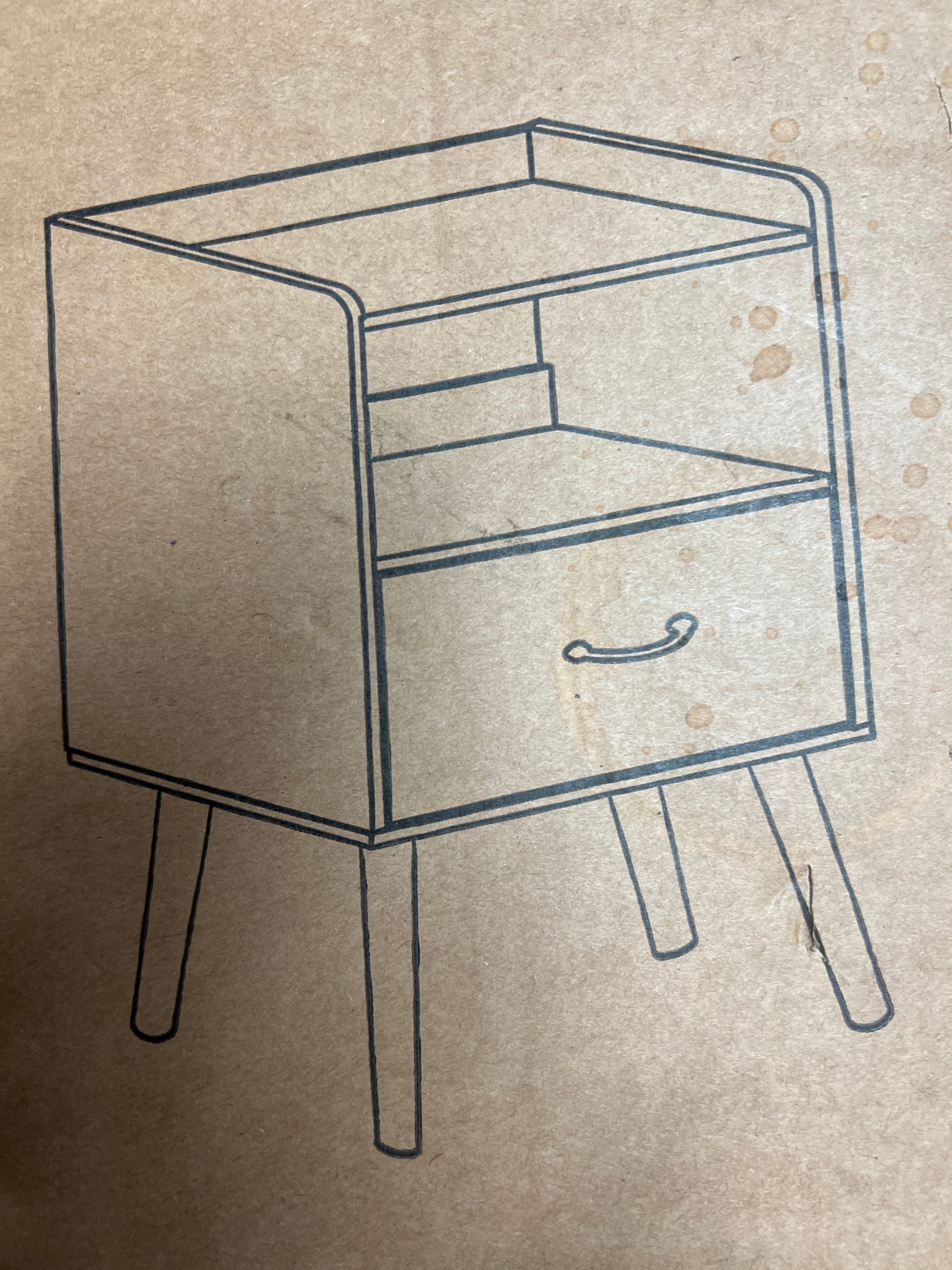 YooBure Brown Mid-Century Modern Nightstand (New in box)