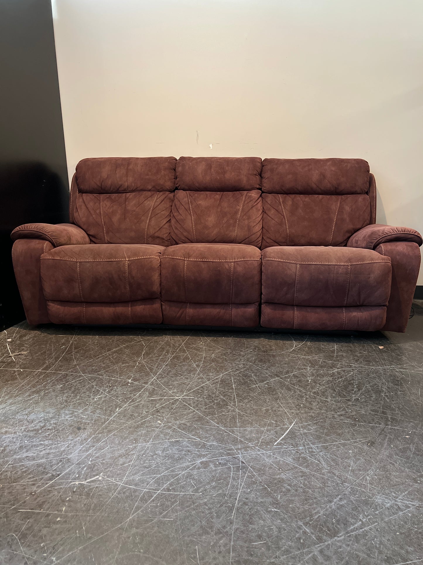 Deep Maroon Reclining Sofa