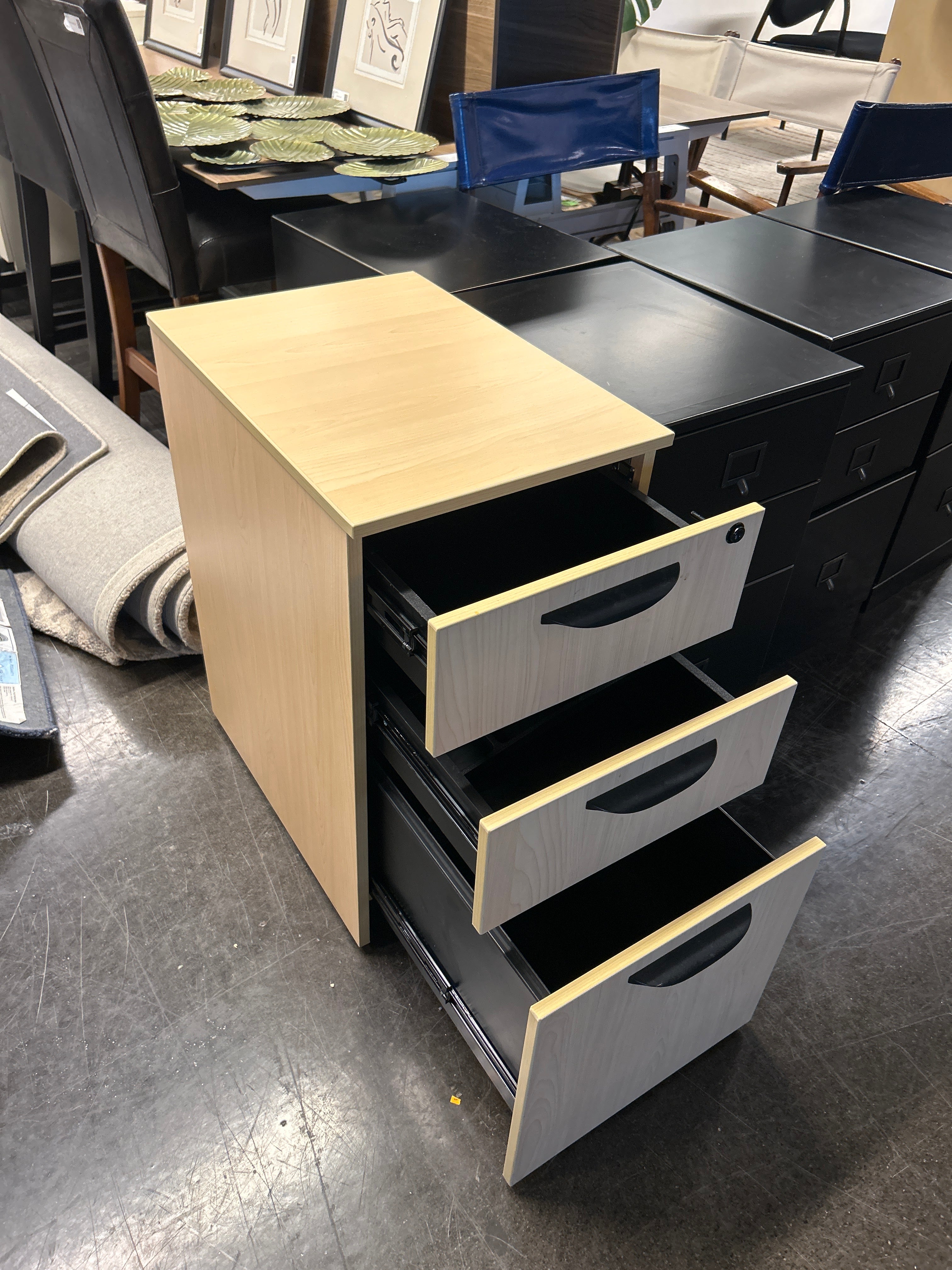 Tan 3 Drawer Cabinet