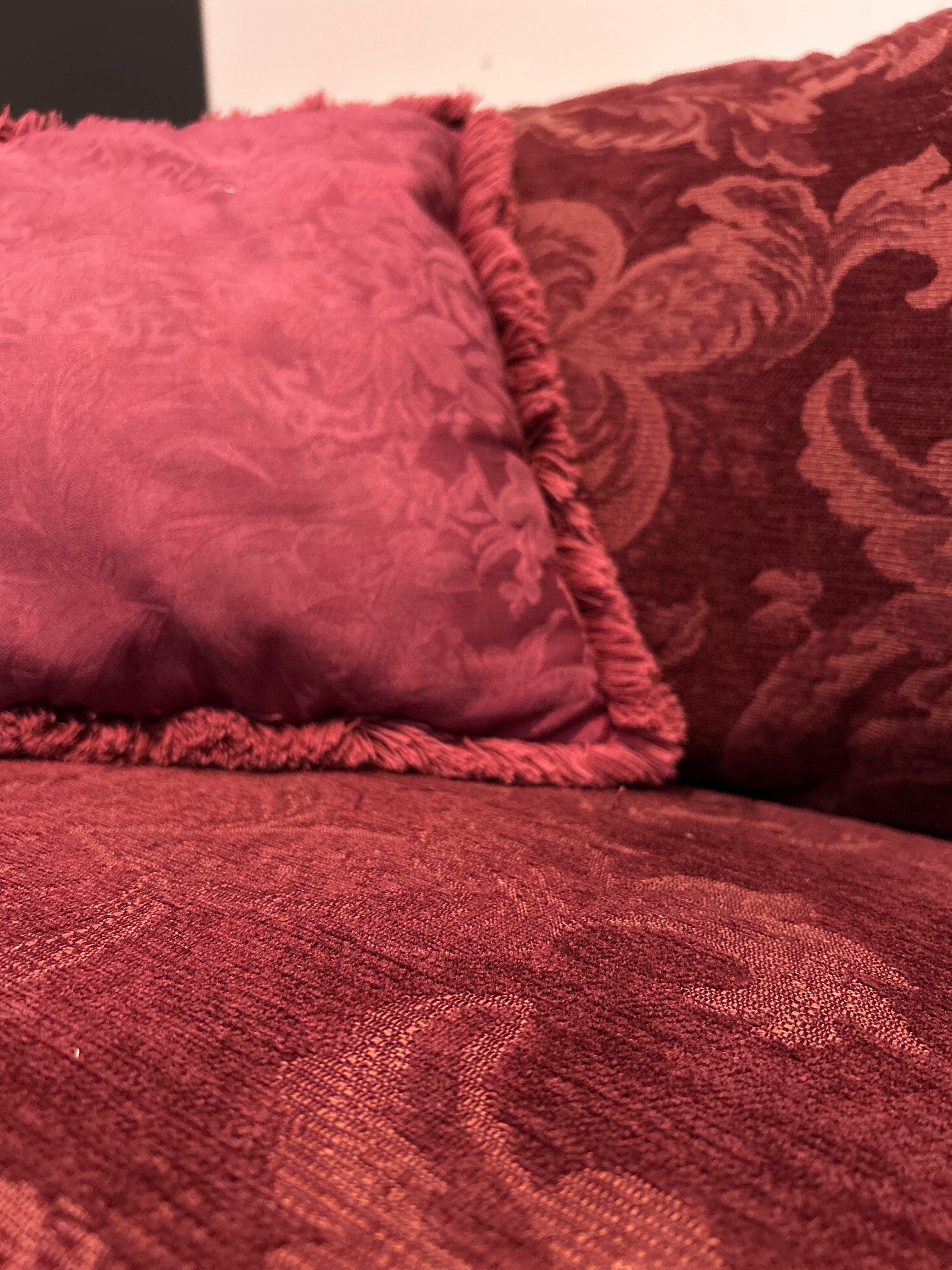 Drexel Heritage Burgundy Damask Sofa