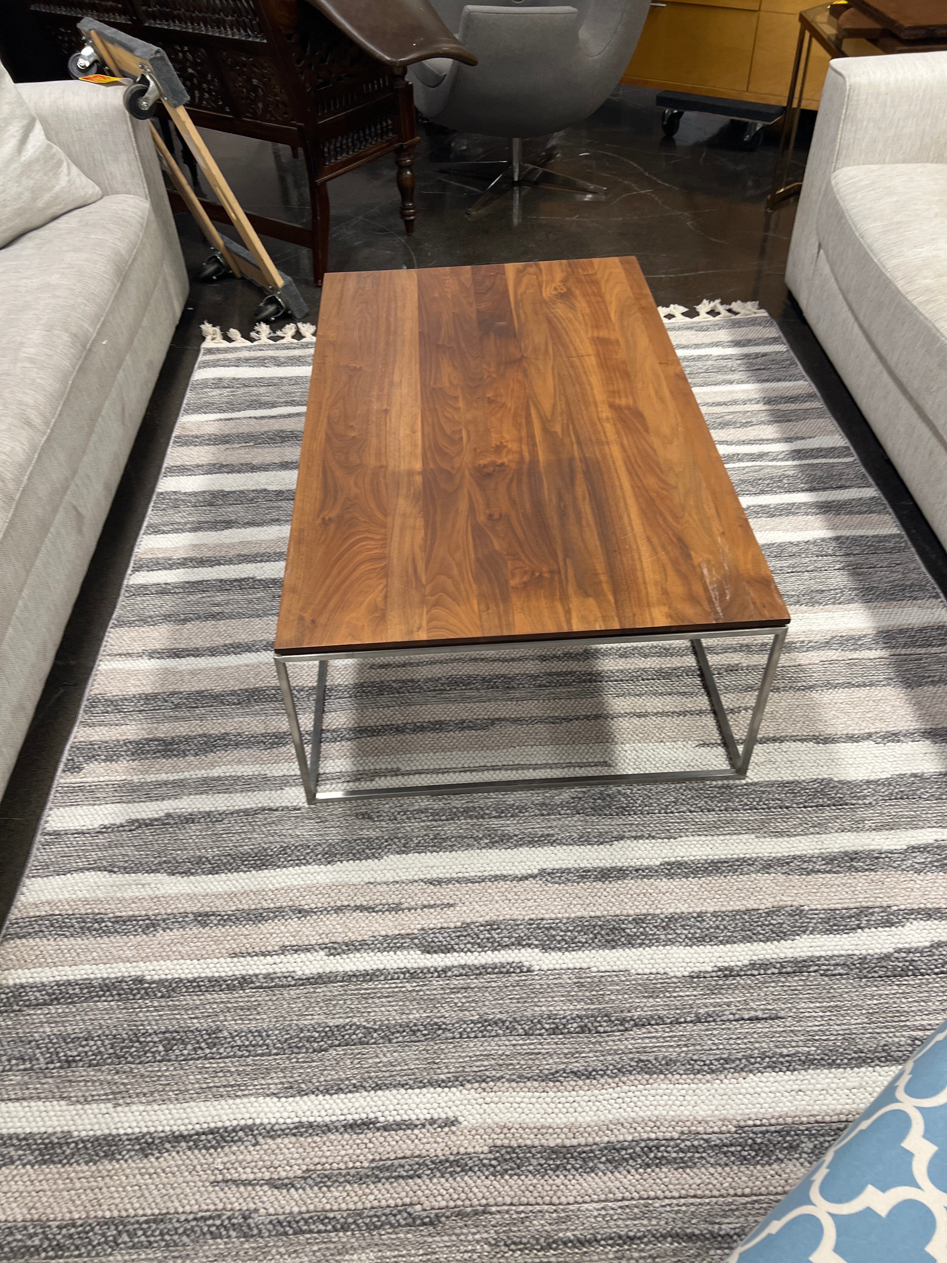 Crate and Barrel Side table (metal with wood top)