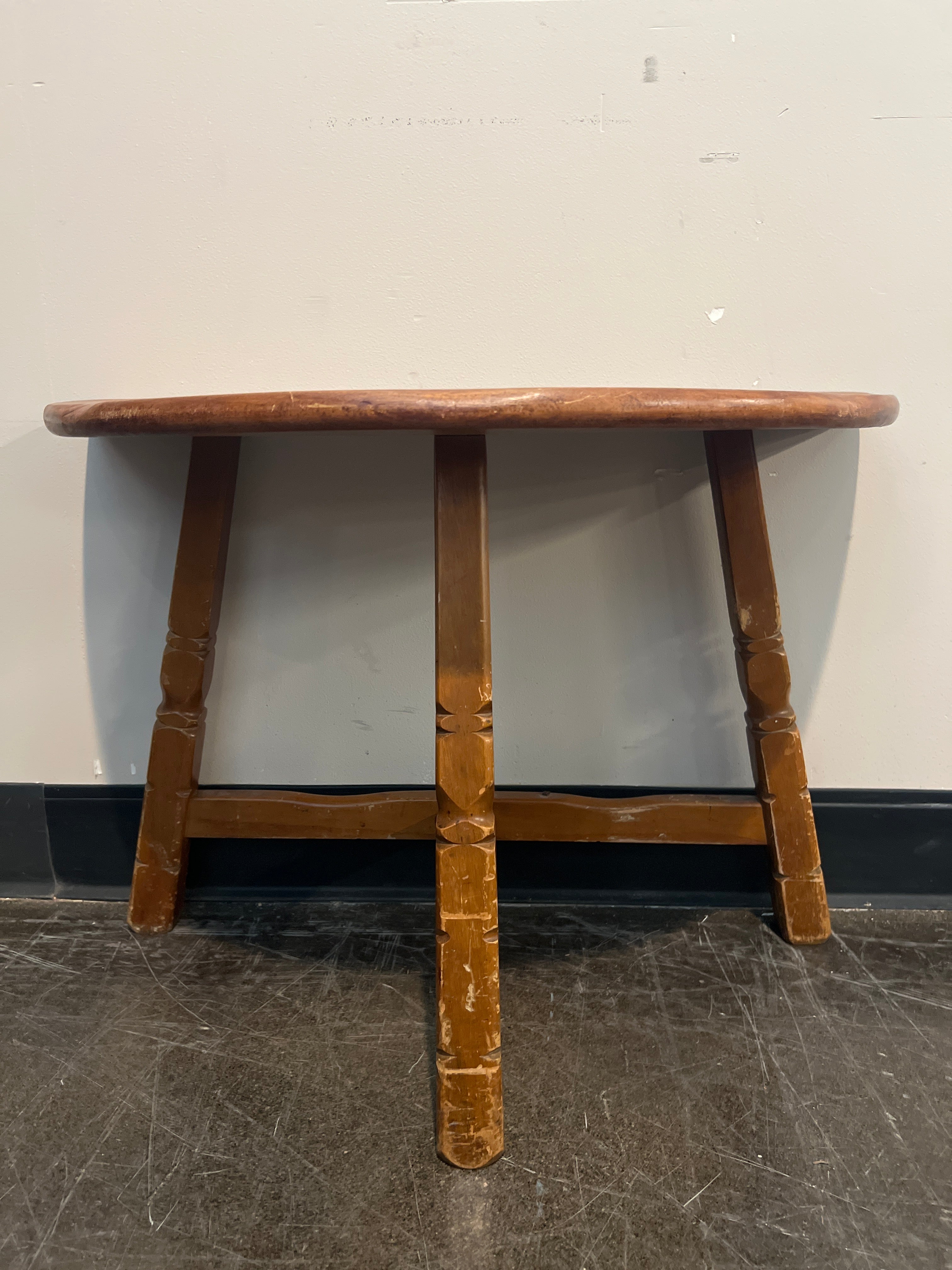 Rustic Brown Wood Half-Moon Table