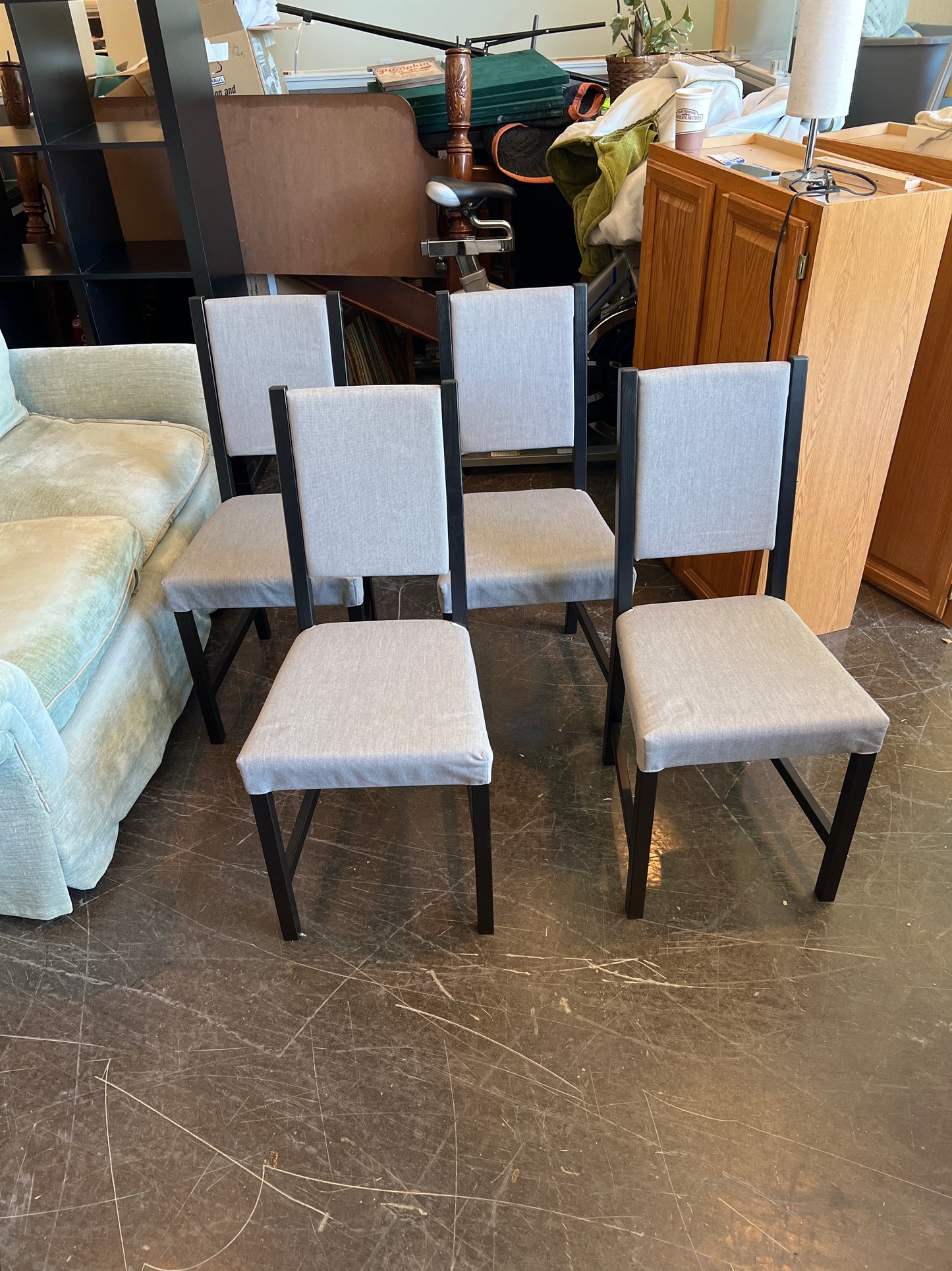 IKEA Dining Chair, Gray with Dark Wood