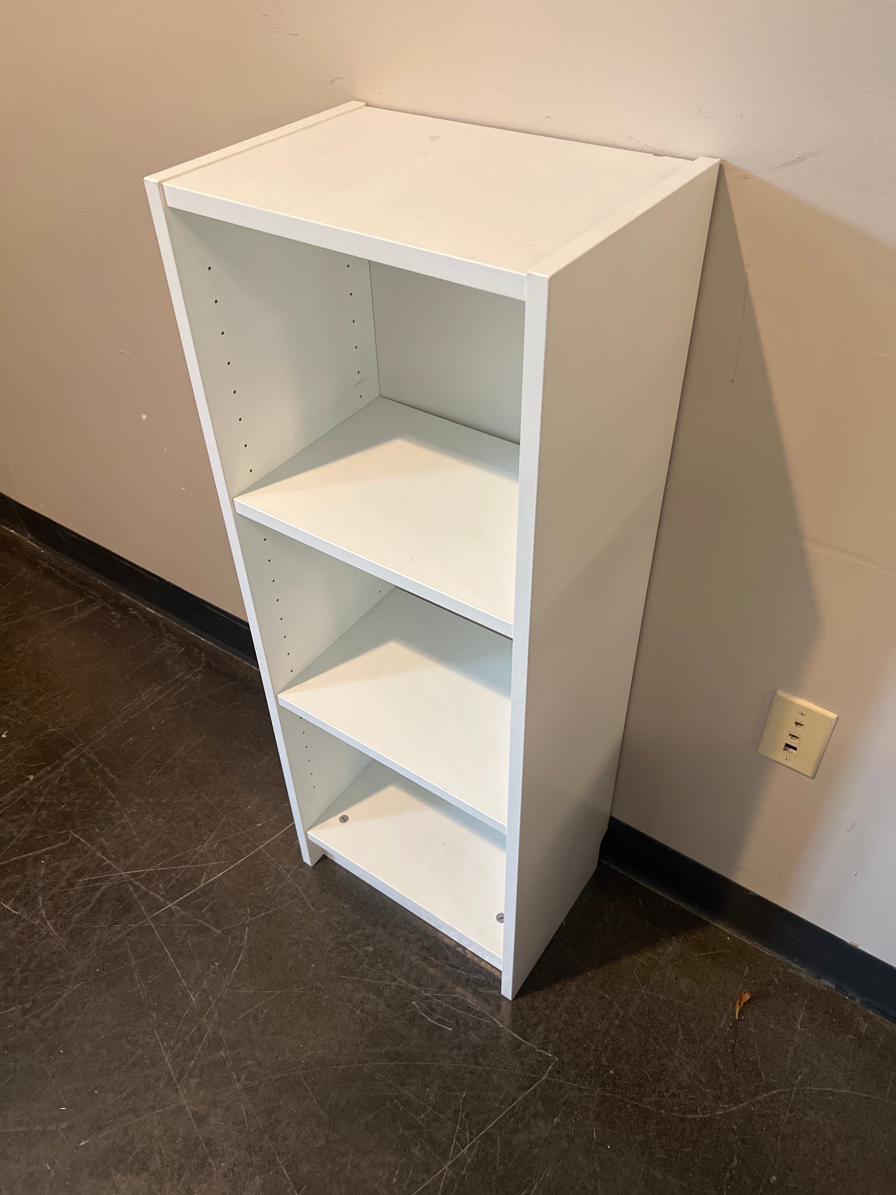 White 3-Shelf Narrow Bookcase