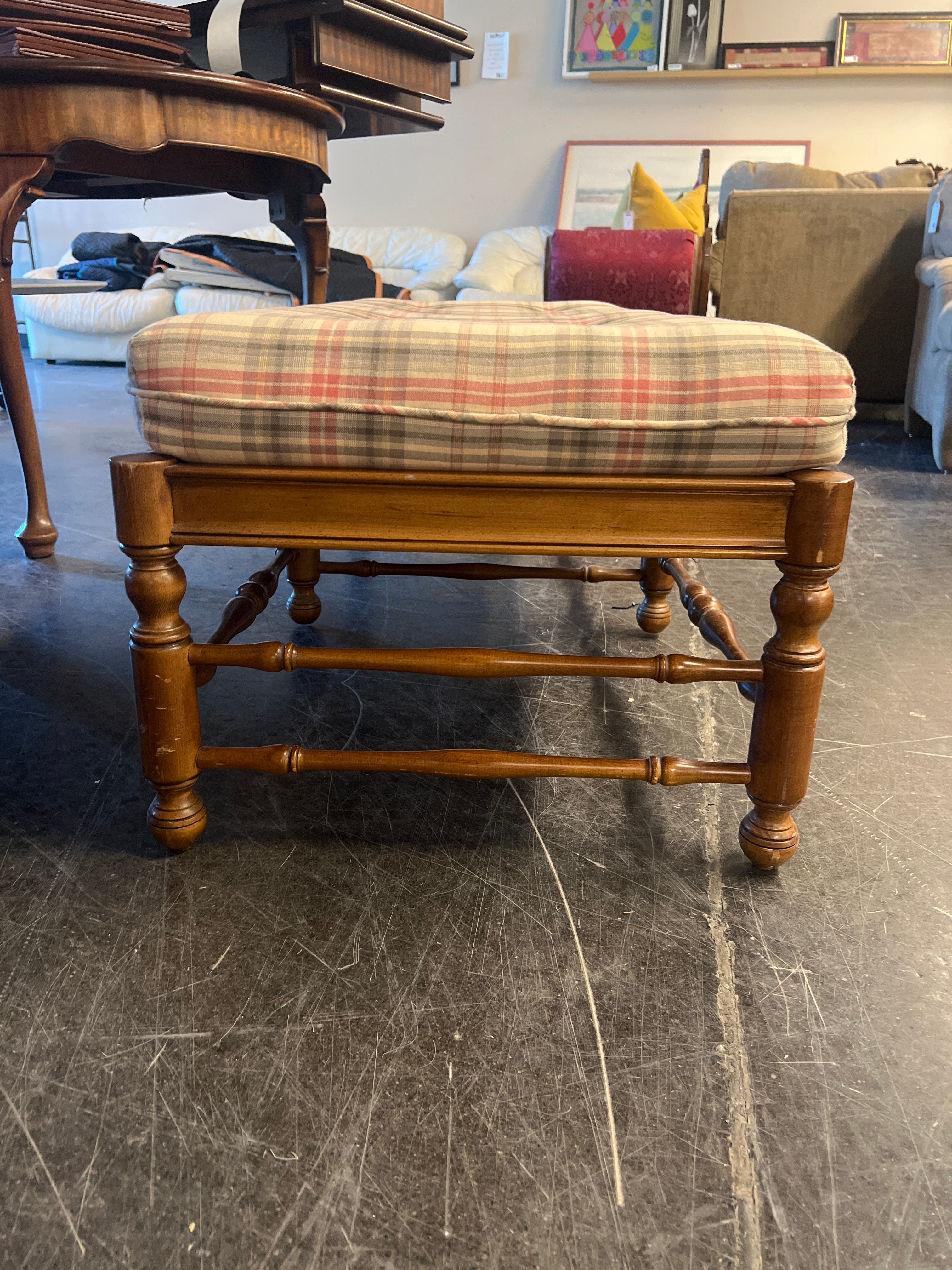 Charming Plaid Upholstered Bench