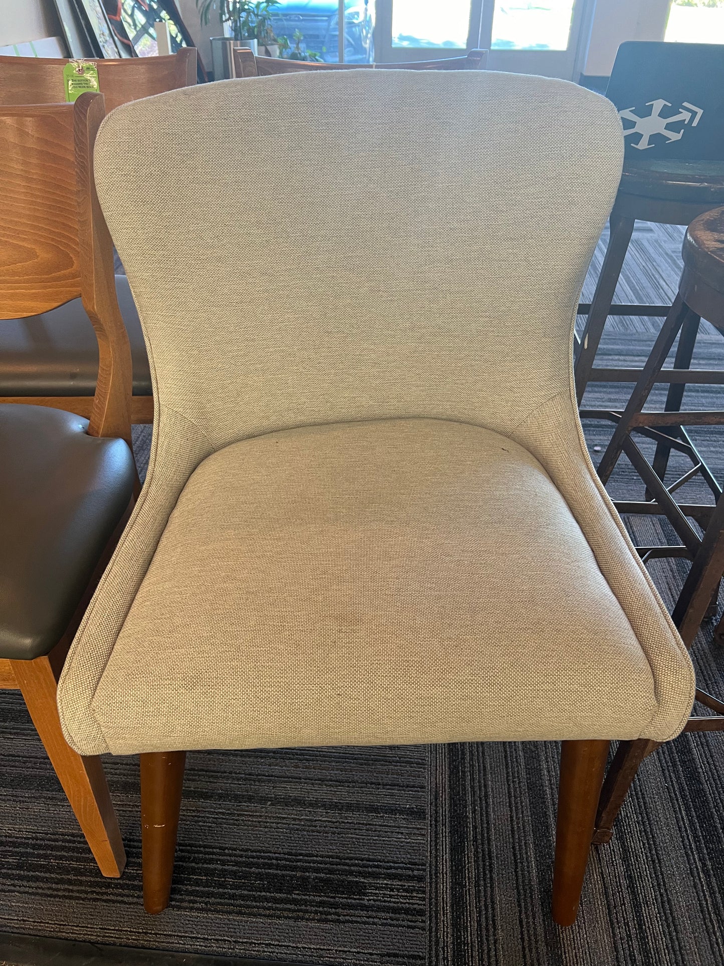 Elegant Beige Cloth Dining Chair from World Market Set of Two