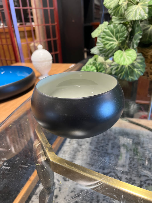 BoConcept Modern Frosted Glass Bowl – Black Exterior, Pale Green Interior