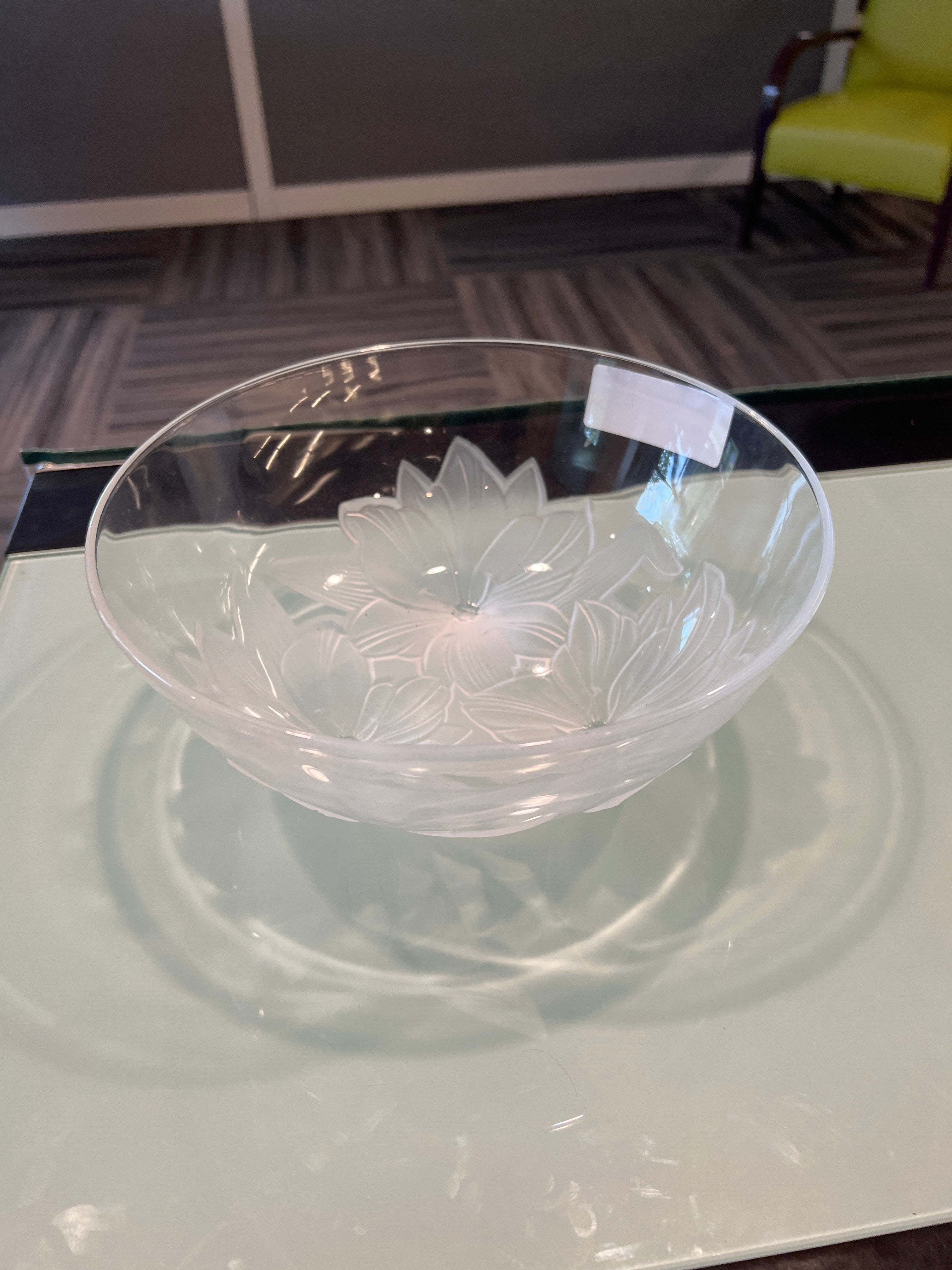 Display Bowl With Frosted Flowers