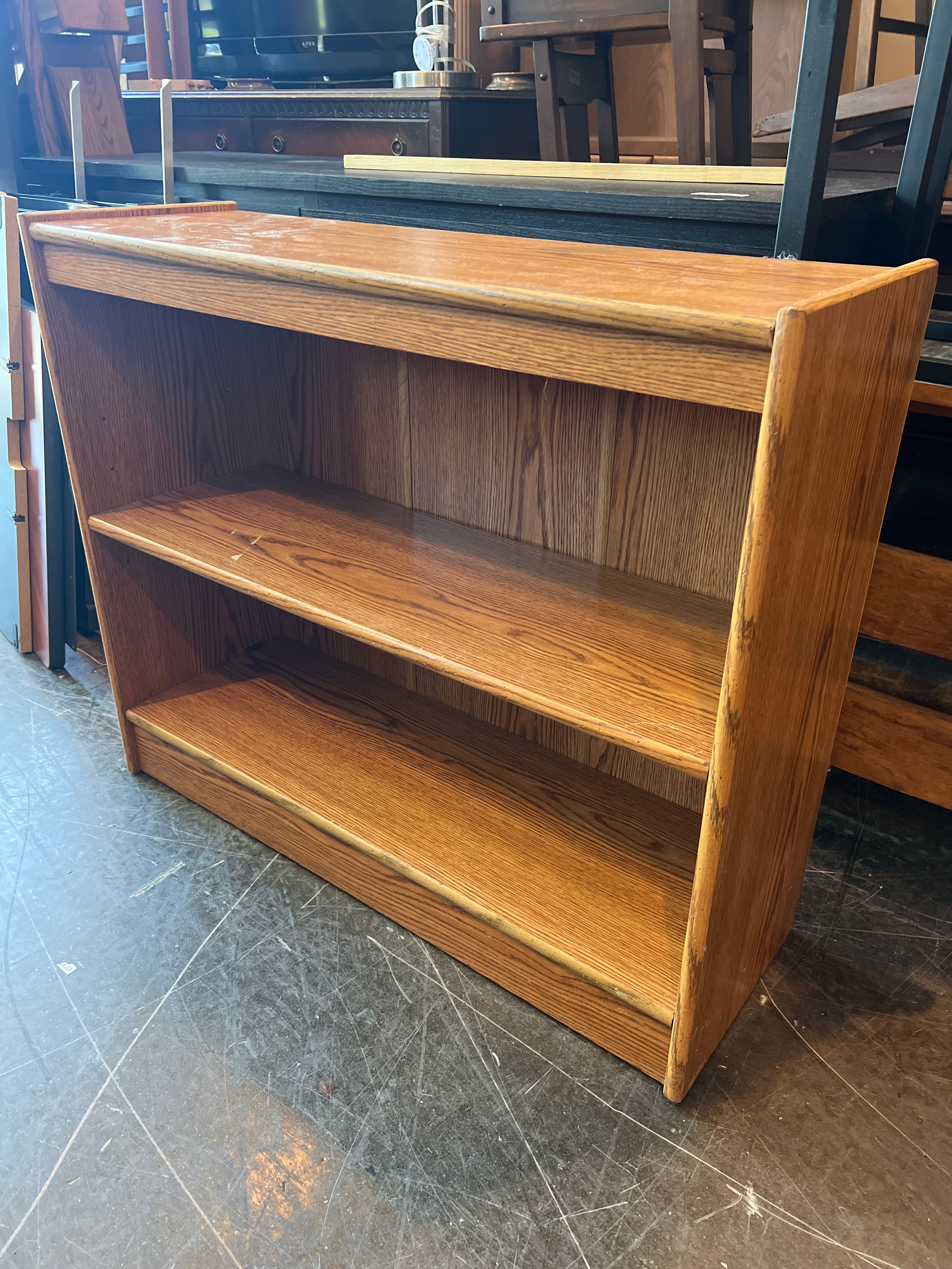 Small Oak Wood 2-Shelf Bookcase