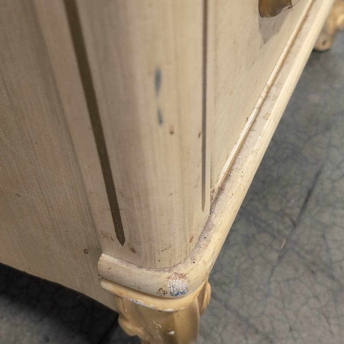 French Provincial Style Two-Drawer Nightstand in Cream Wood