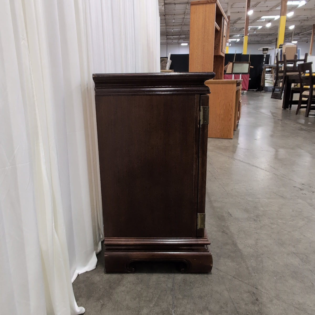 Ornate Dark Wood Buffet with Burl Panels
