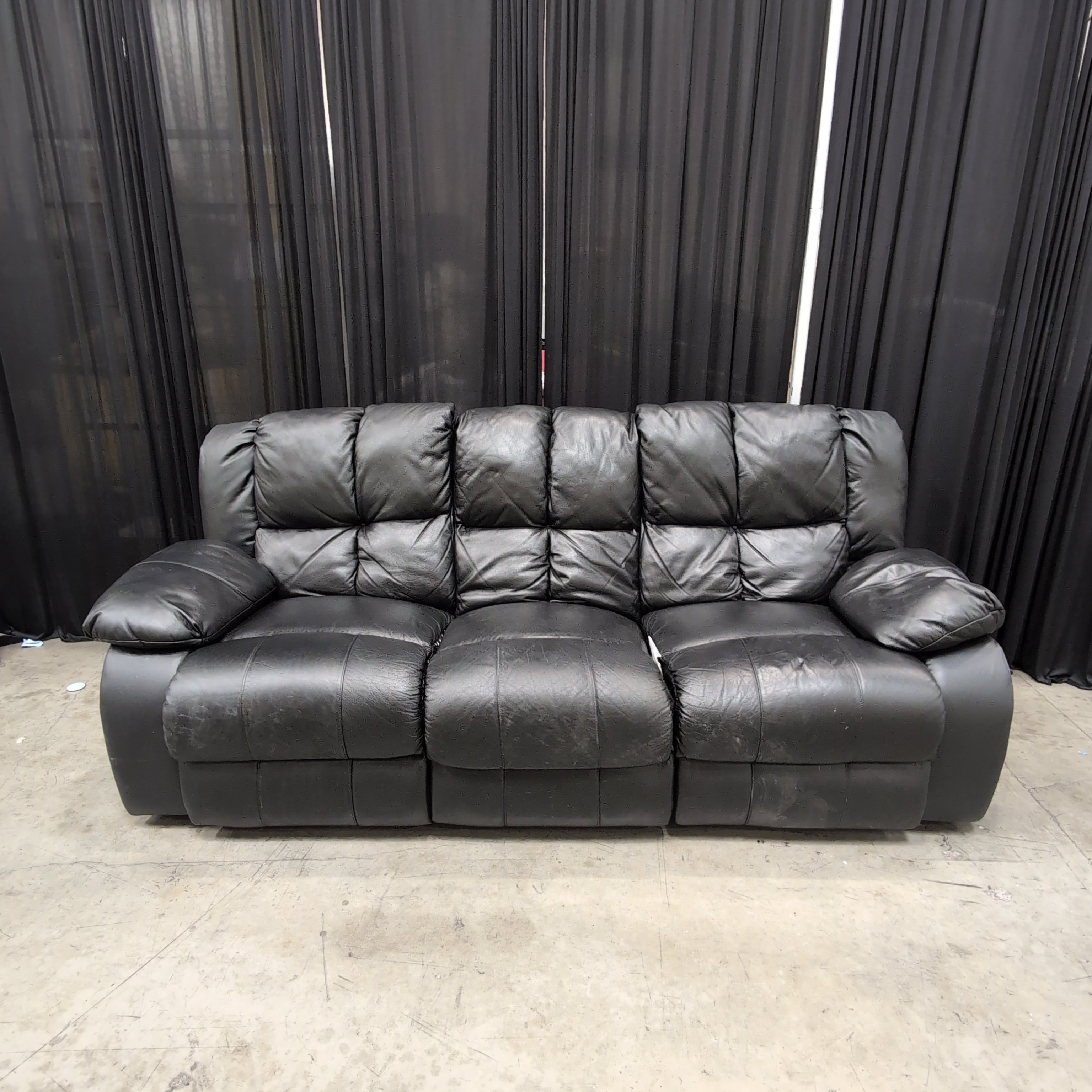 Black Faux Leather Reclining Couch