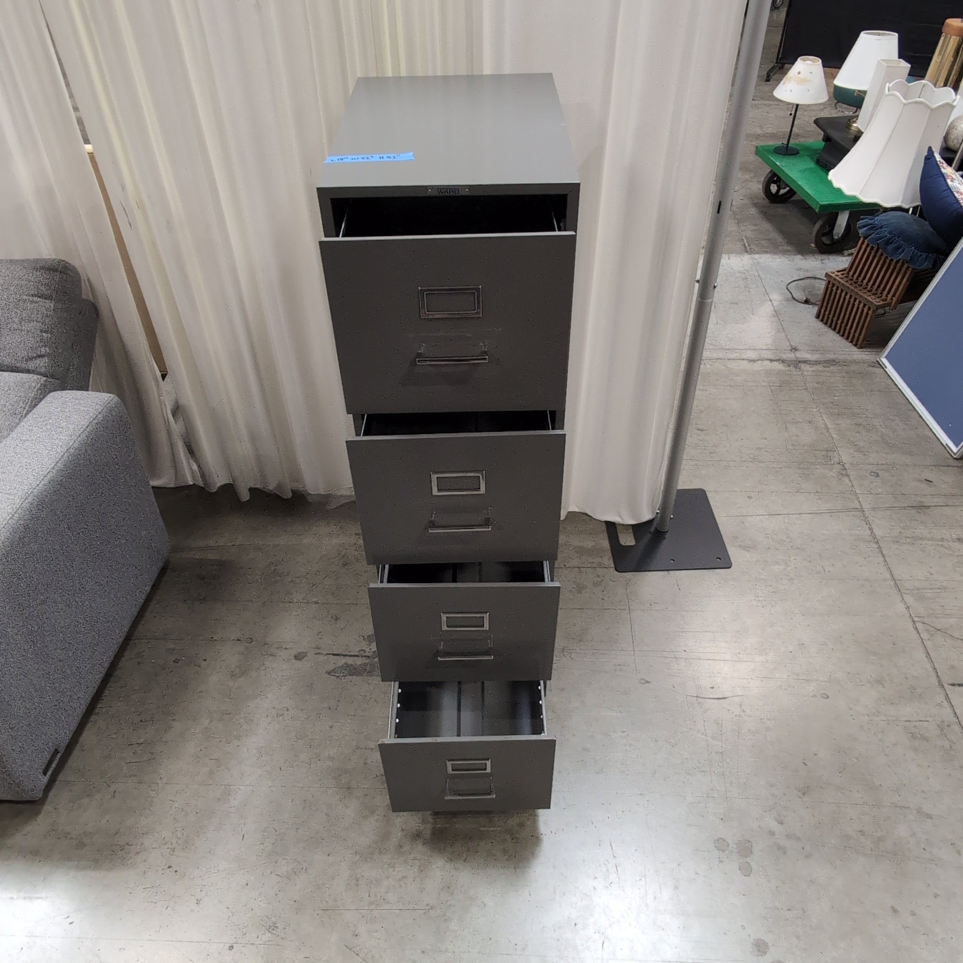 Montgomery Ward Grey Four-Drawer Filing Cabinet in Metal