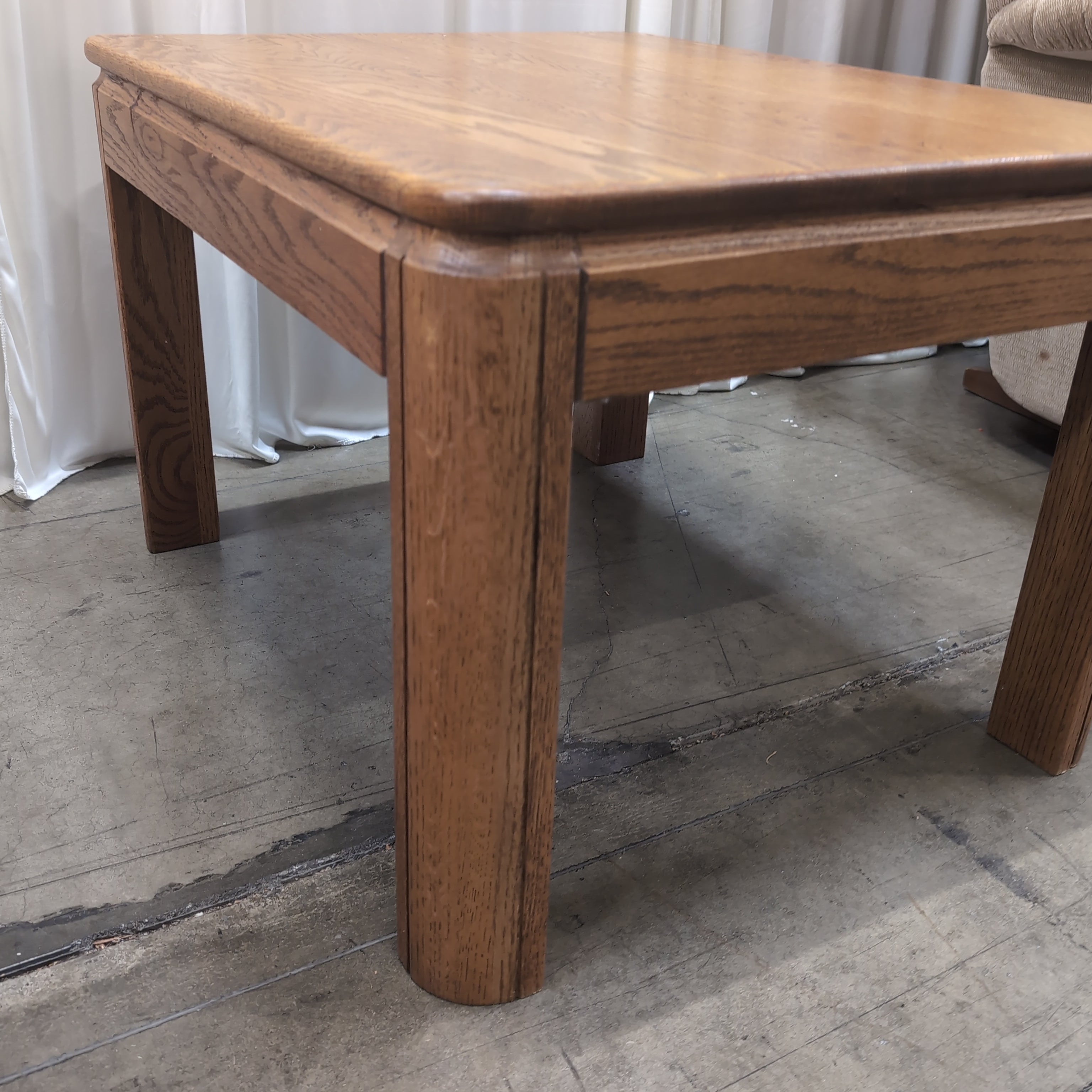Natural Wood Square End Table with Rounded Edges