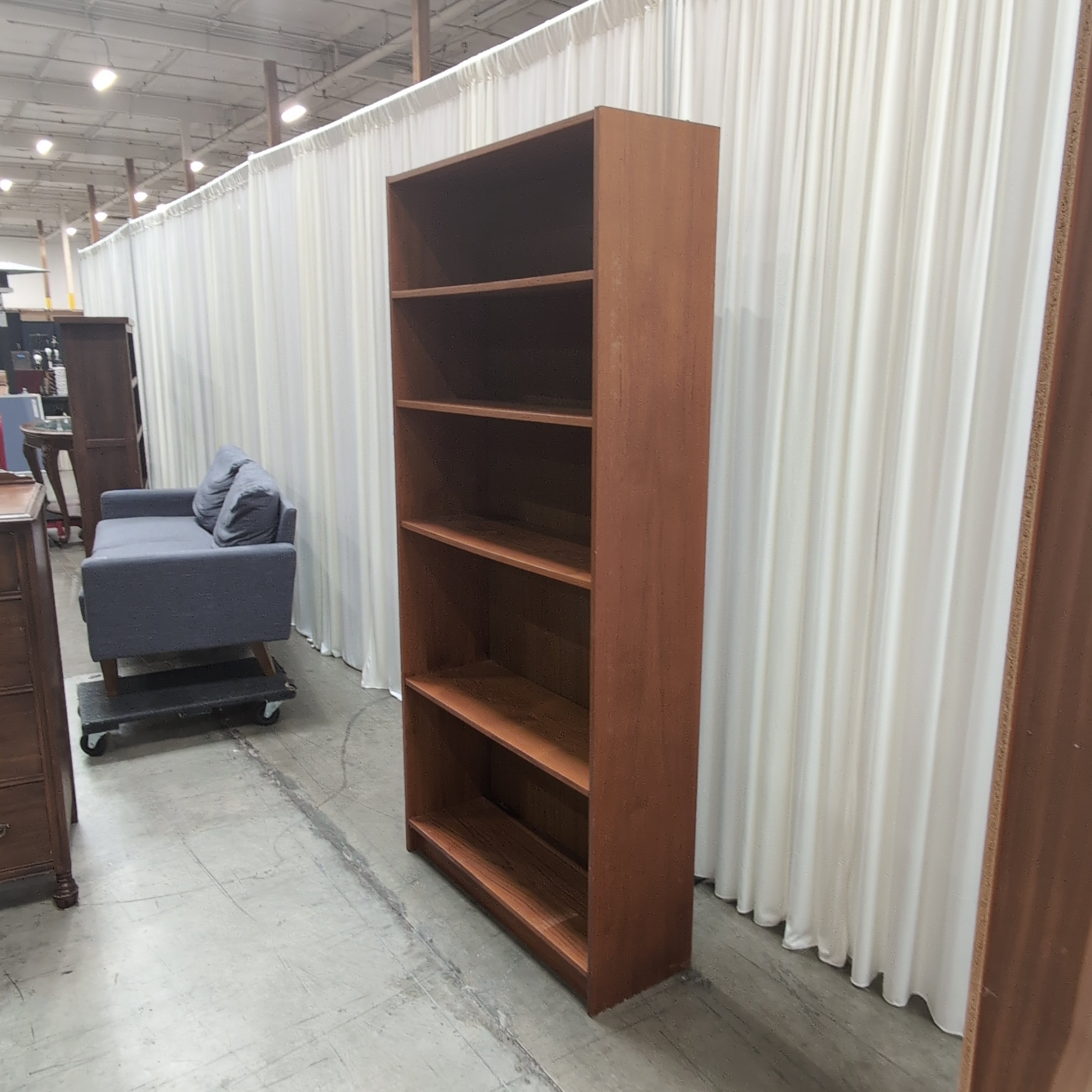 Brown Wood Four-Shelf Bookcase