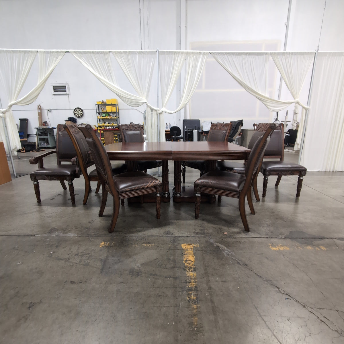 Ornate Traditional Carved Dining Table in Dark Wood