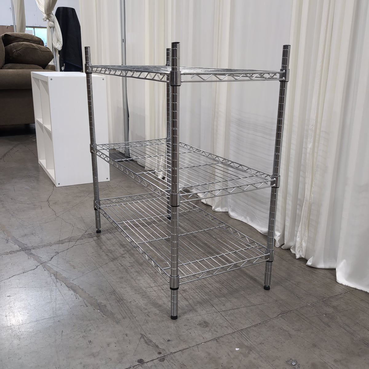 Three-Tier Chrome Wire Shelving Unit