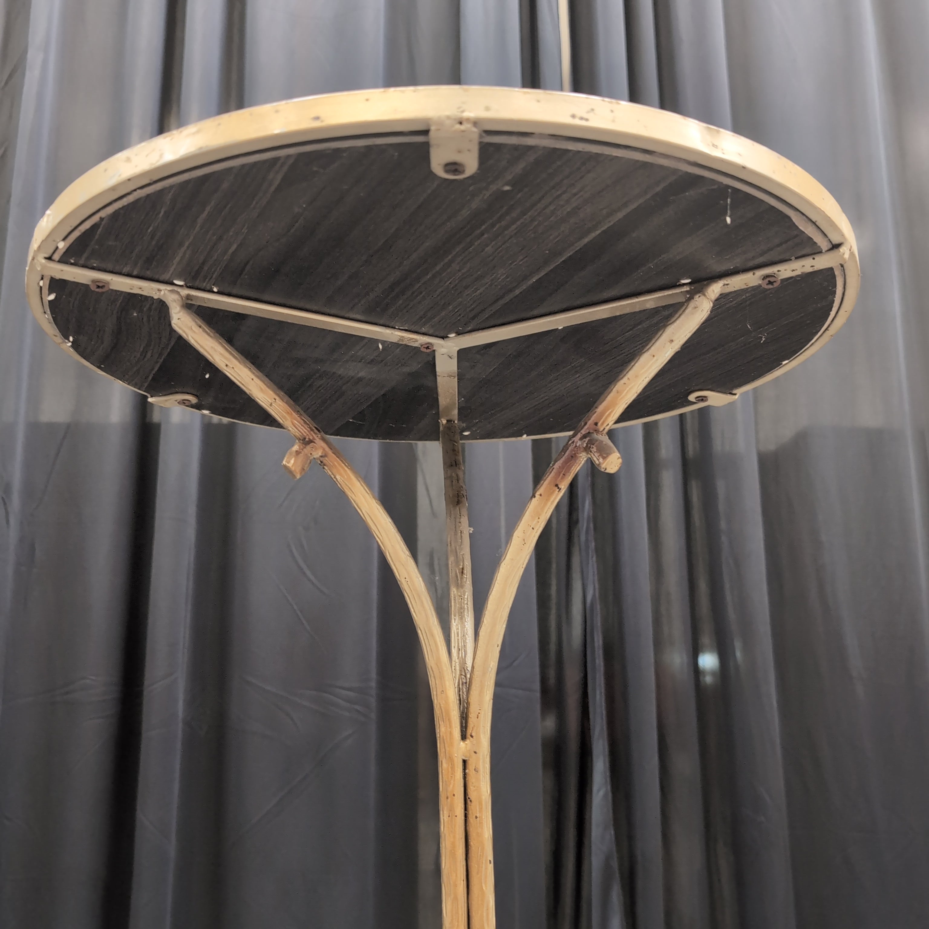Round Green Glass Top End Table with Branch Legs