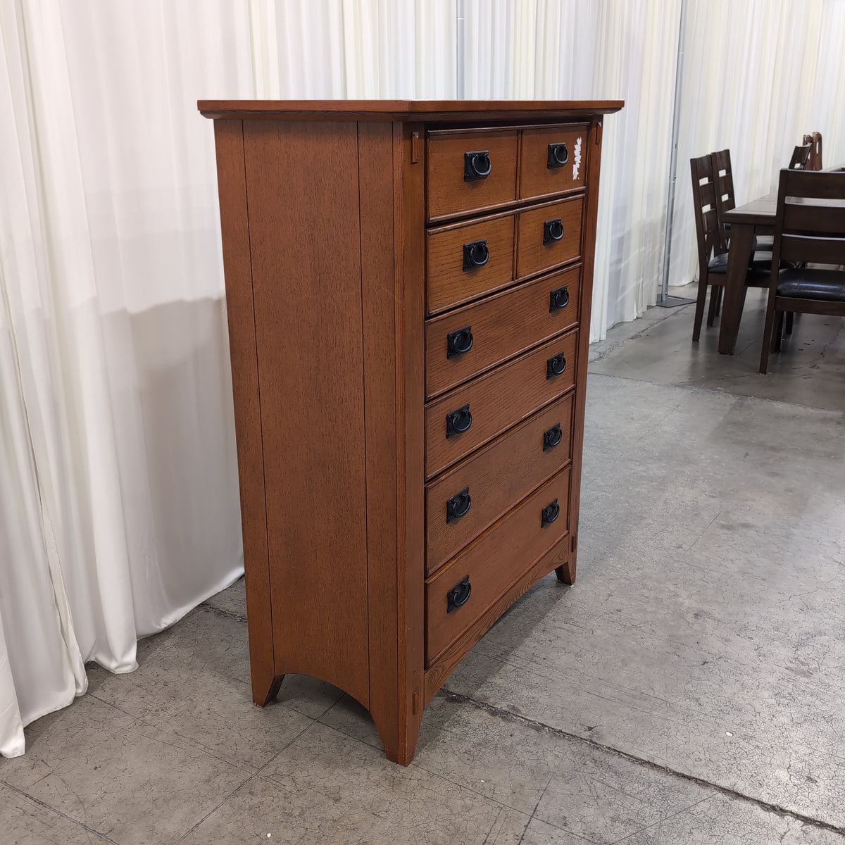 Five-Drawer Wood Dresser with Black Pulls
