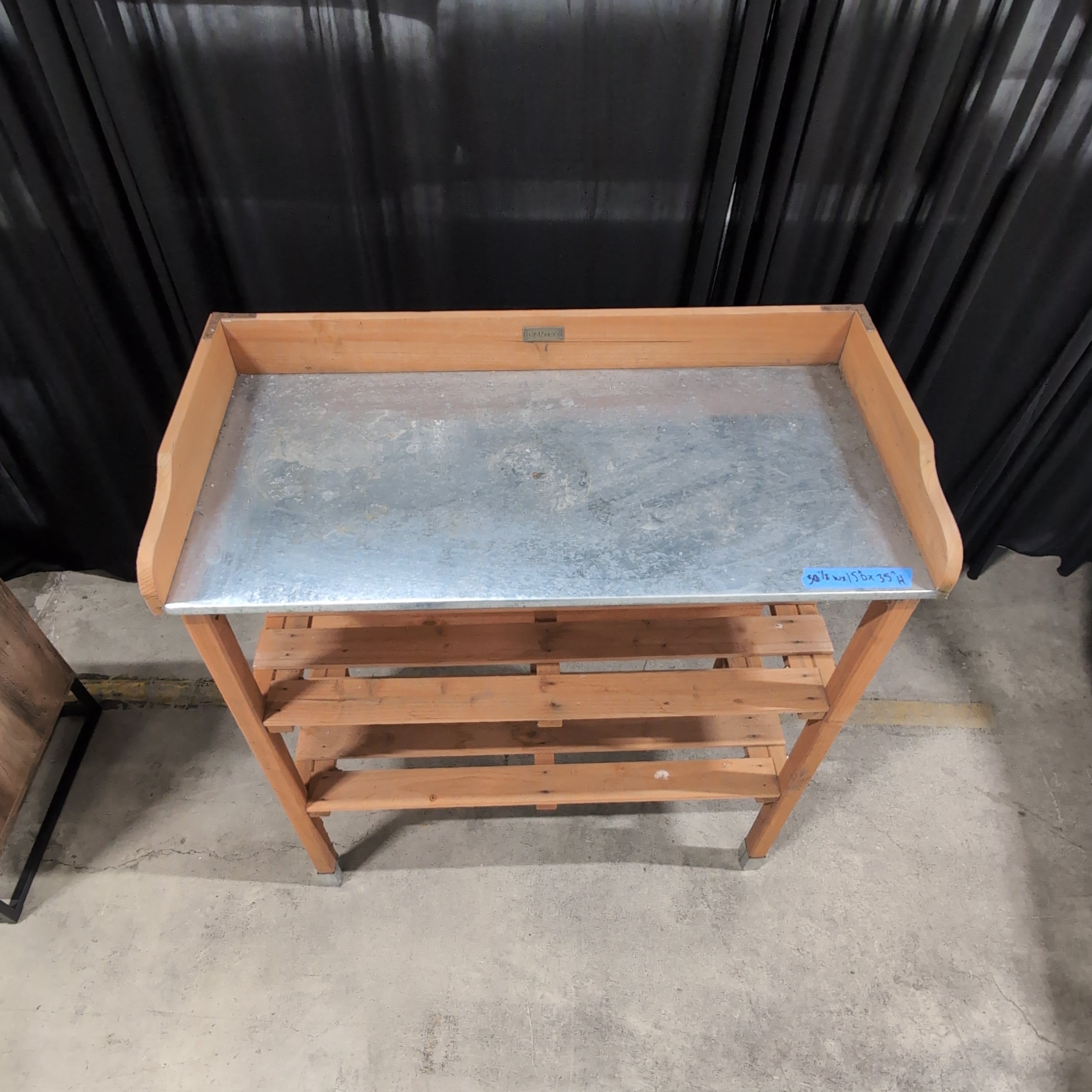 GRANTEX Wood Potting Bench with Galvanized Top