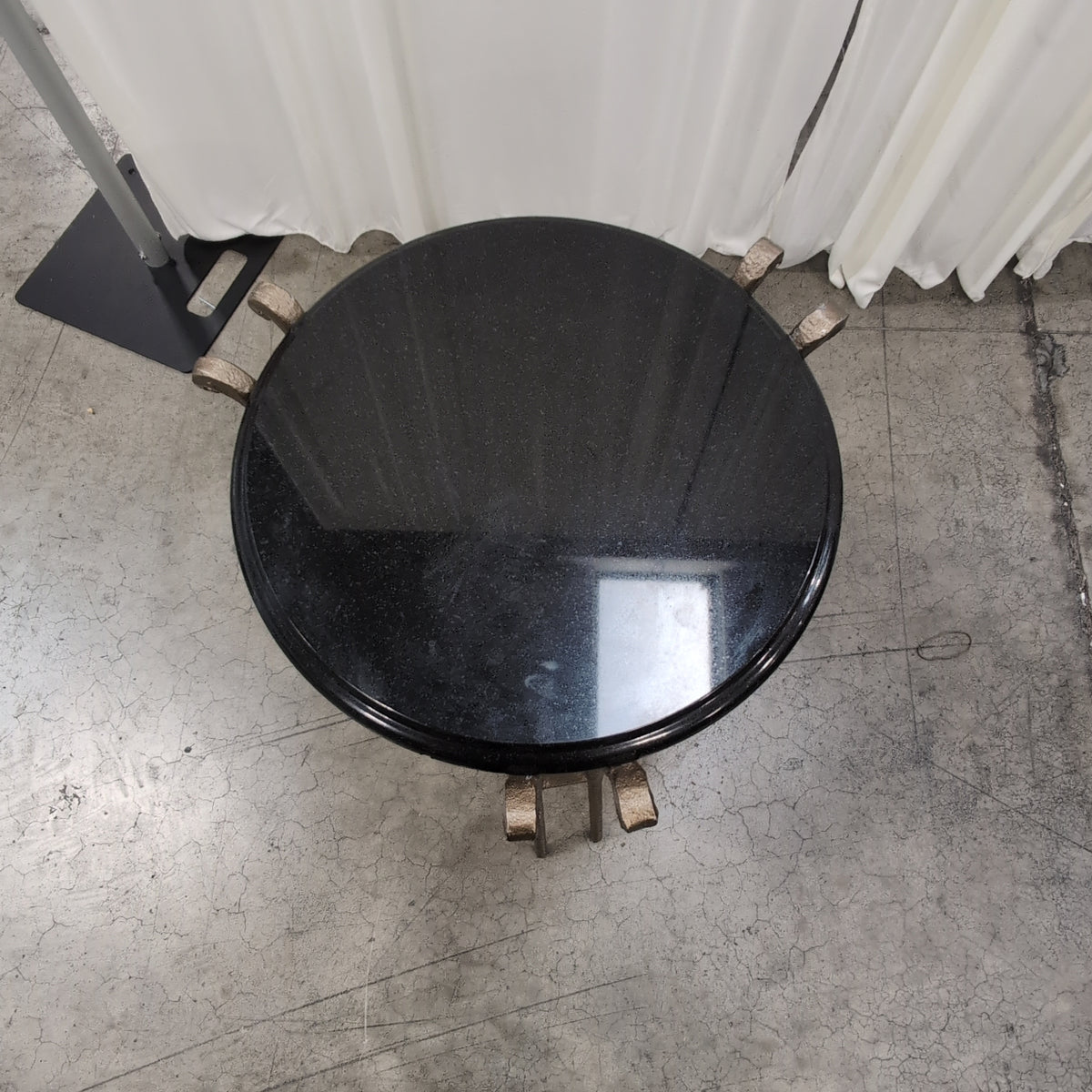 Ornate Bronze-Tone Metal Round End Table