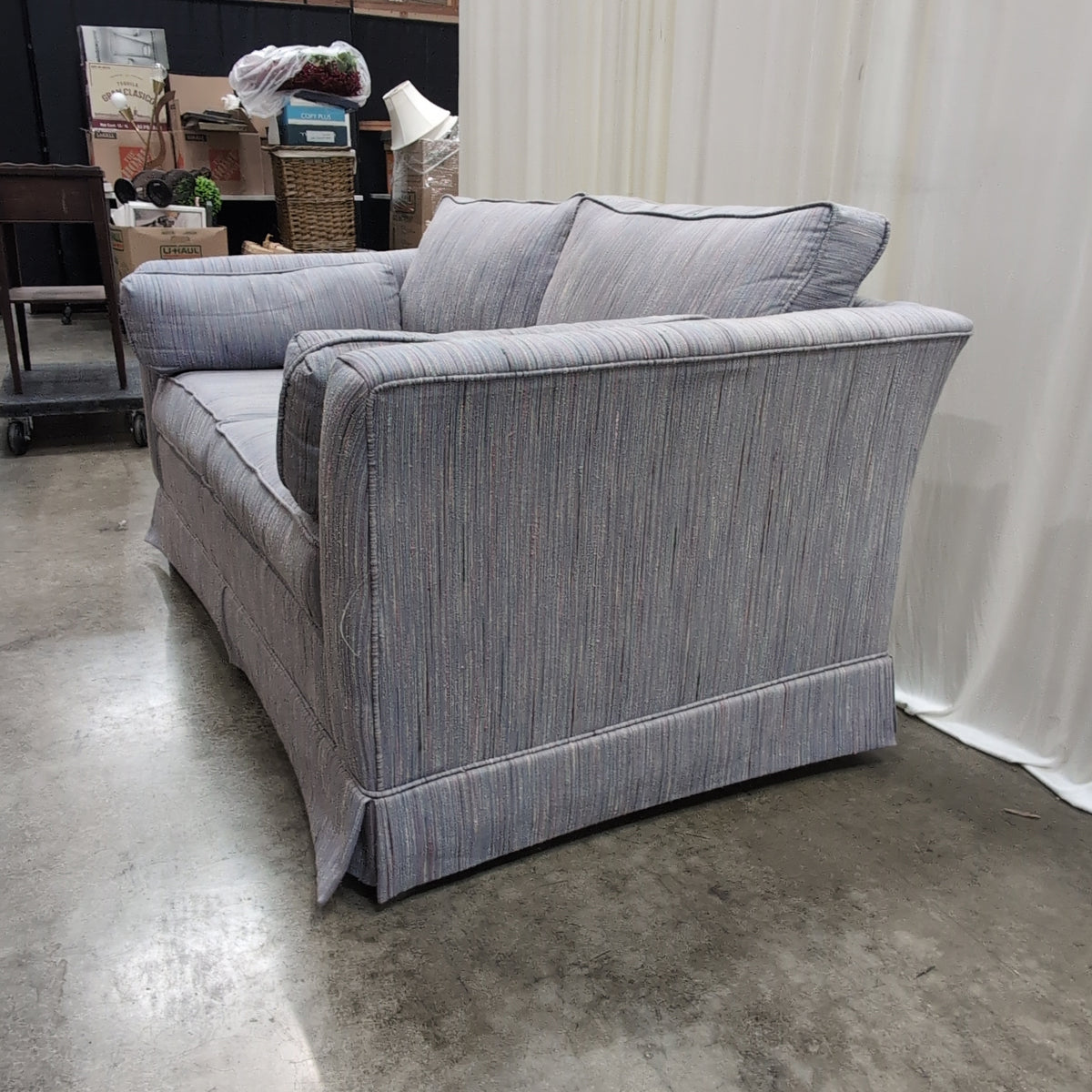 Light Grey Upholstered Rolled Arm Loveseat with Bolster Pillows