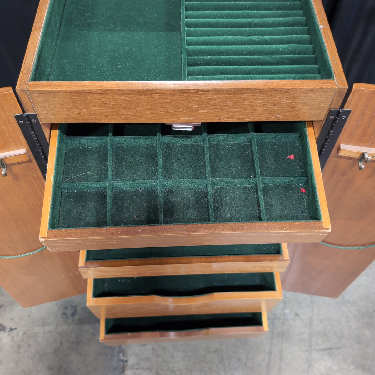 Oak Wood Two-Door Audio Cabinet with Cabriole Legs