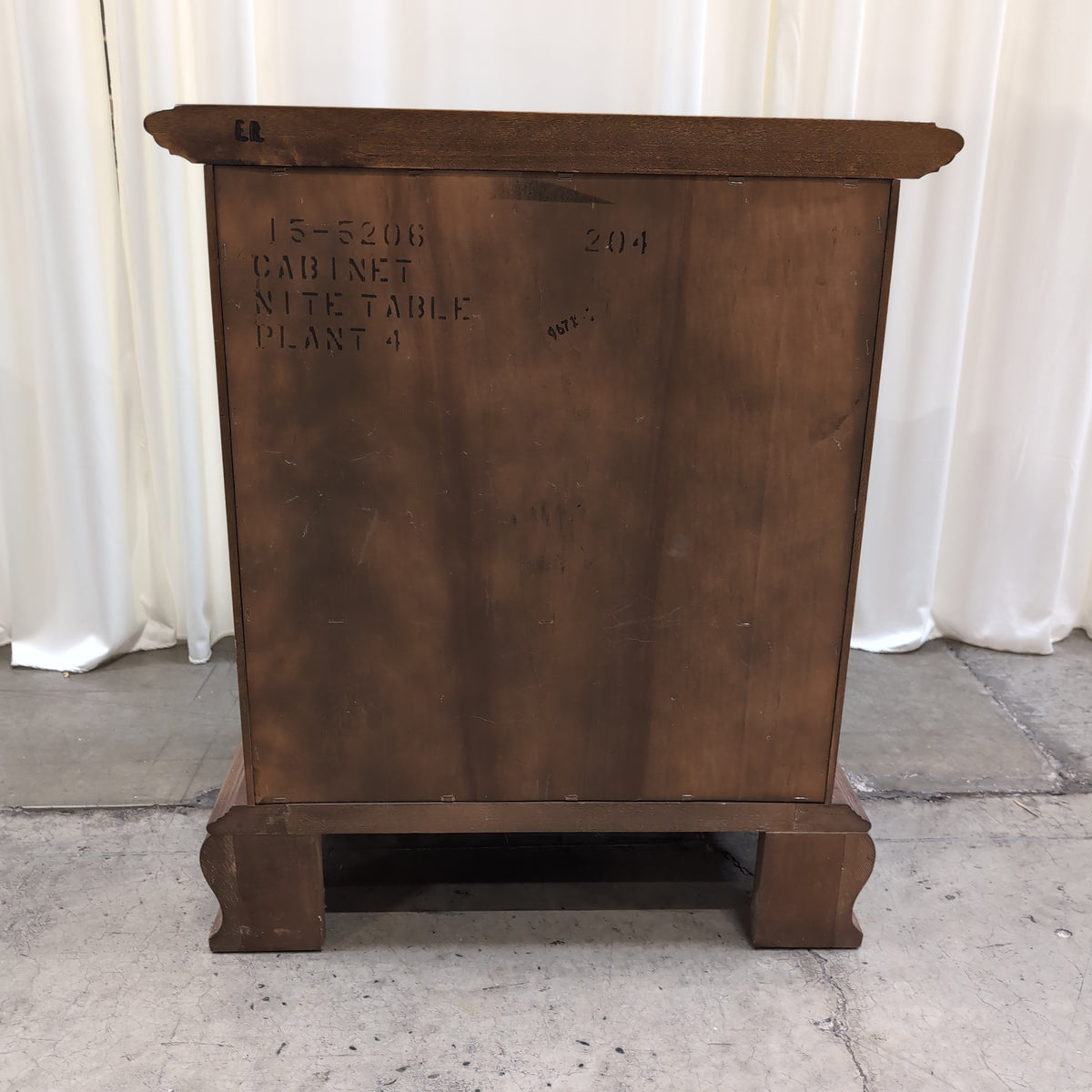 Traditional Dark Wood Nightstand with Ornate Hardware