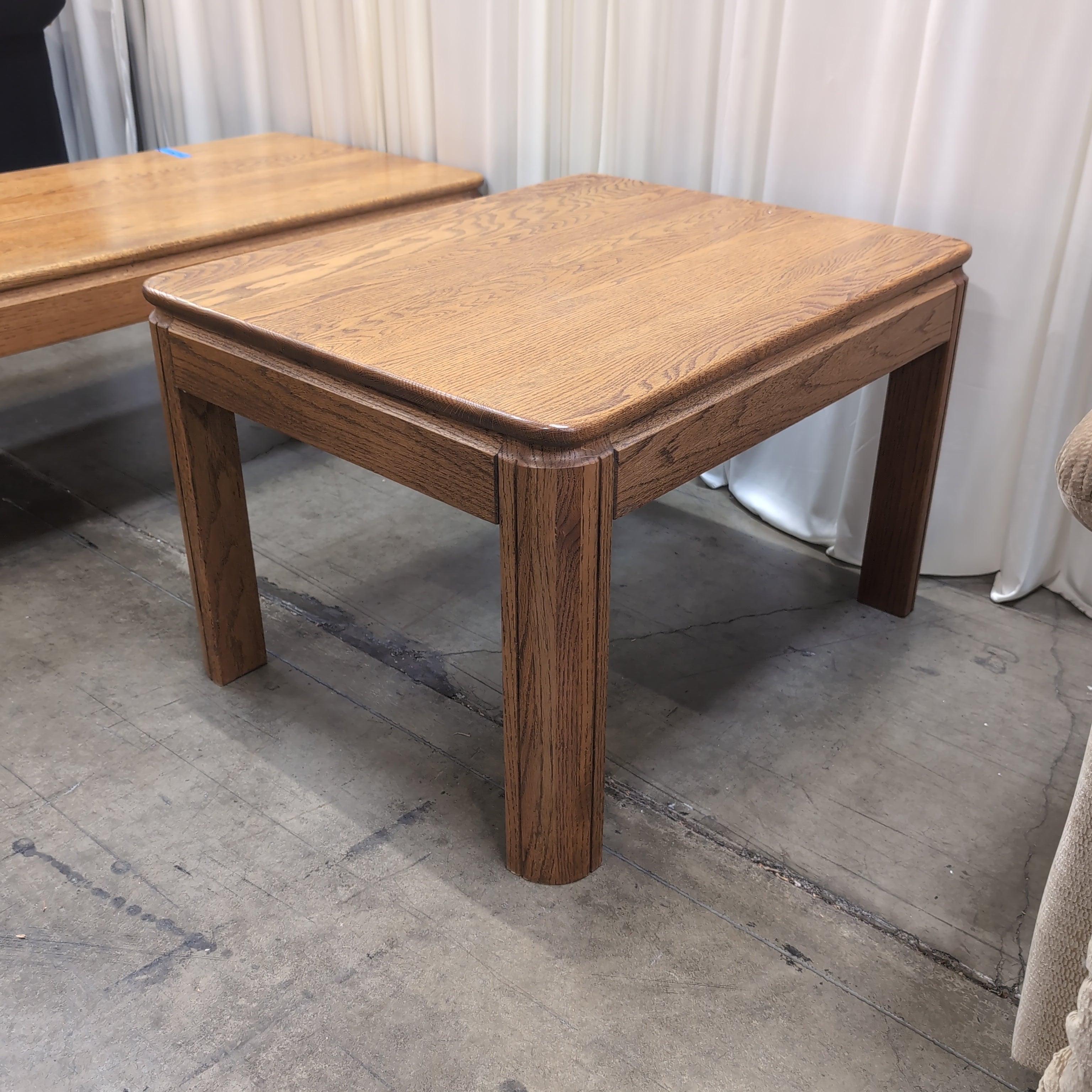Natural Wood Square End Table with Rounded Edges