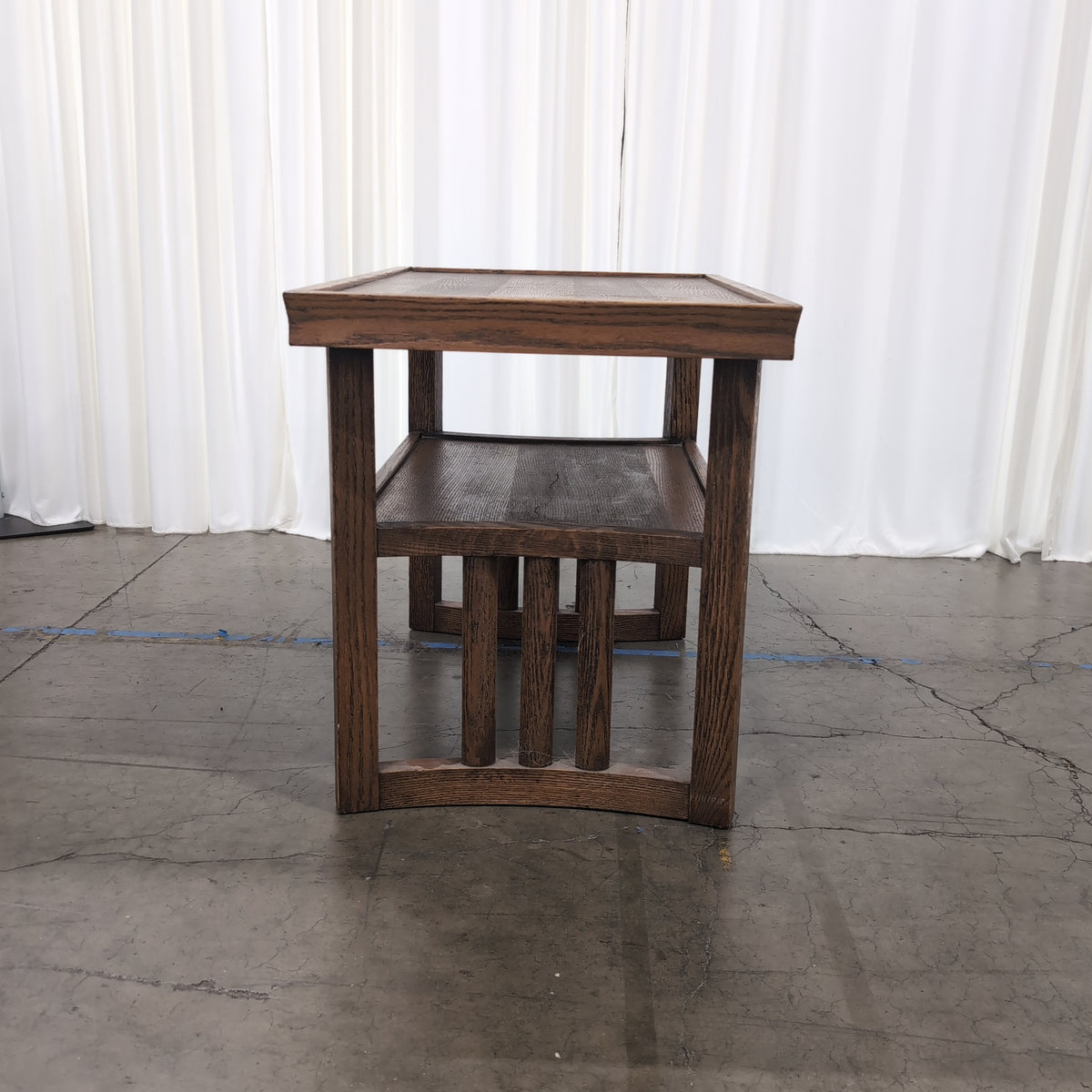 Dark Brown Wood End Table with Lower Shelf