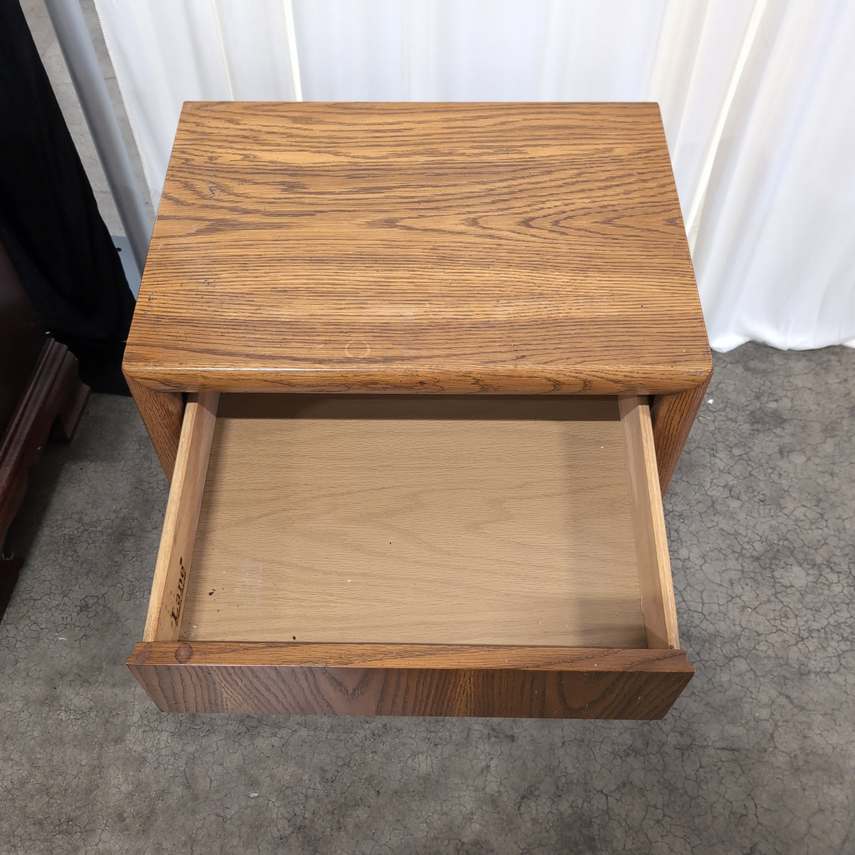 Brown Wood One-Drawer Nightstand with Open Shelf