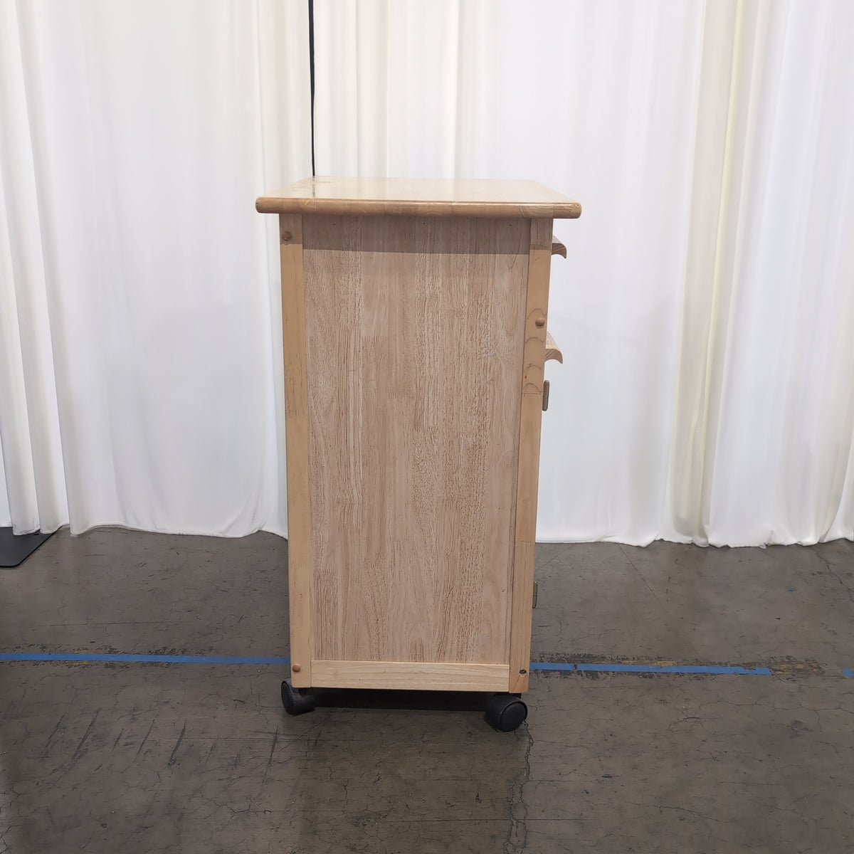 Light Wood Single Drawer Utility Cabinet on Casters