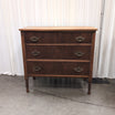 Antique Brown Wood Three-Drawer Dresser with Ornate Hardware