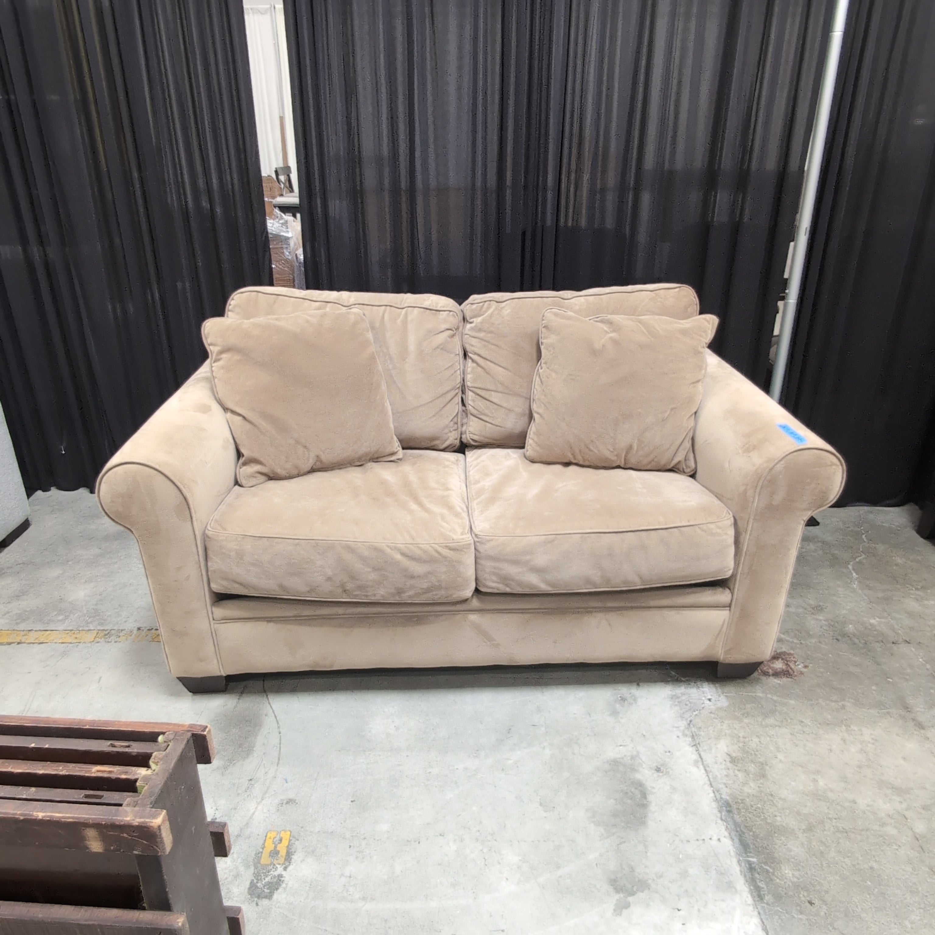 Contemporary Taupe Three-Cushion Couch in Microfiber