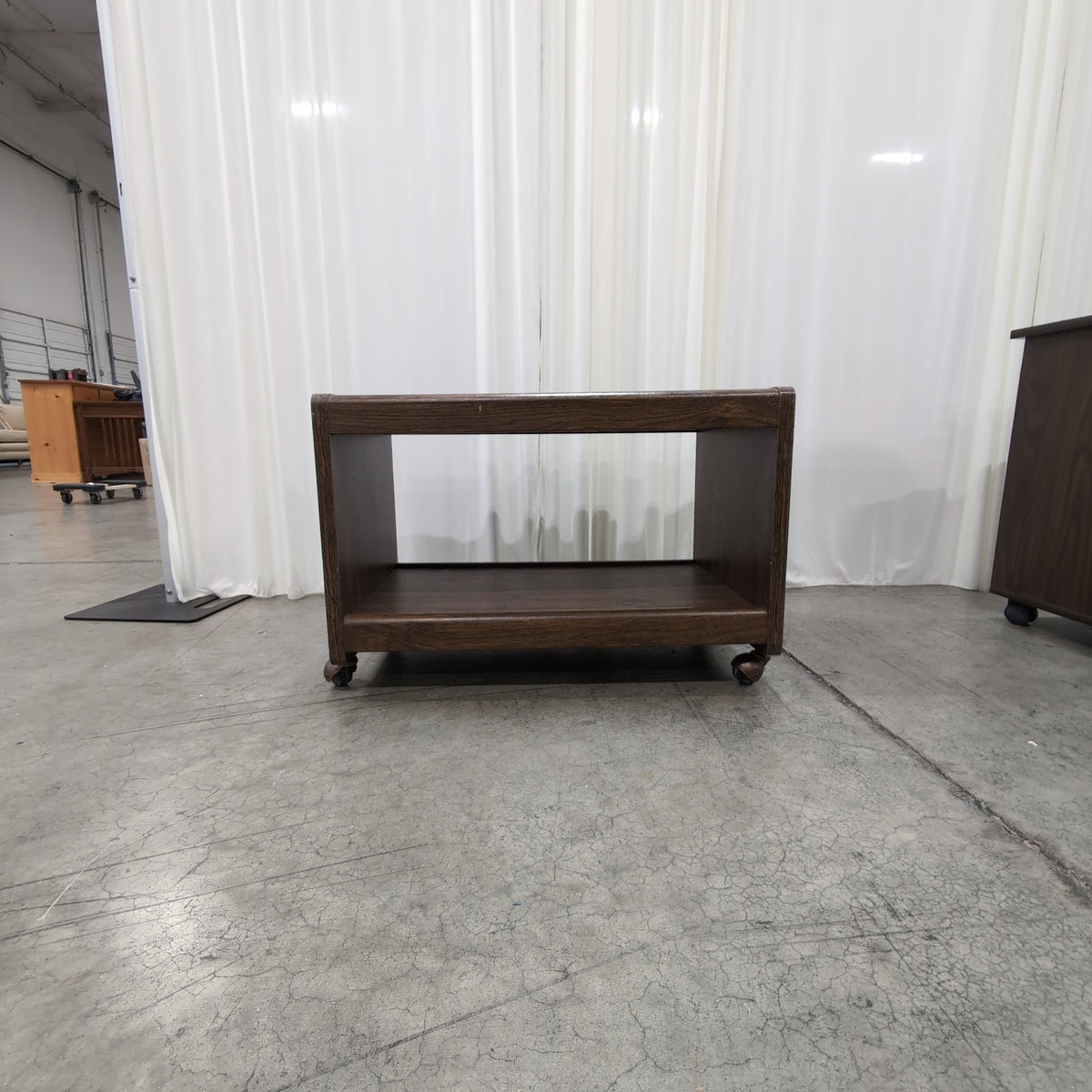 Dark Wood End Table with Open Shelf