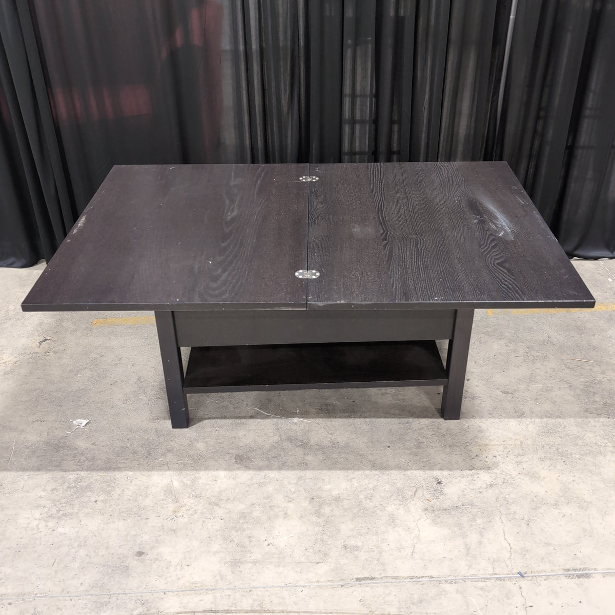 Dark Wood Rectangular Coffee Table with Lower Shelf