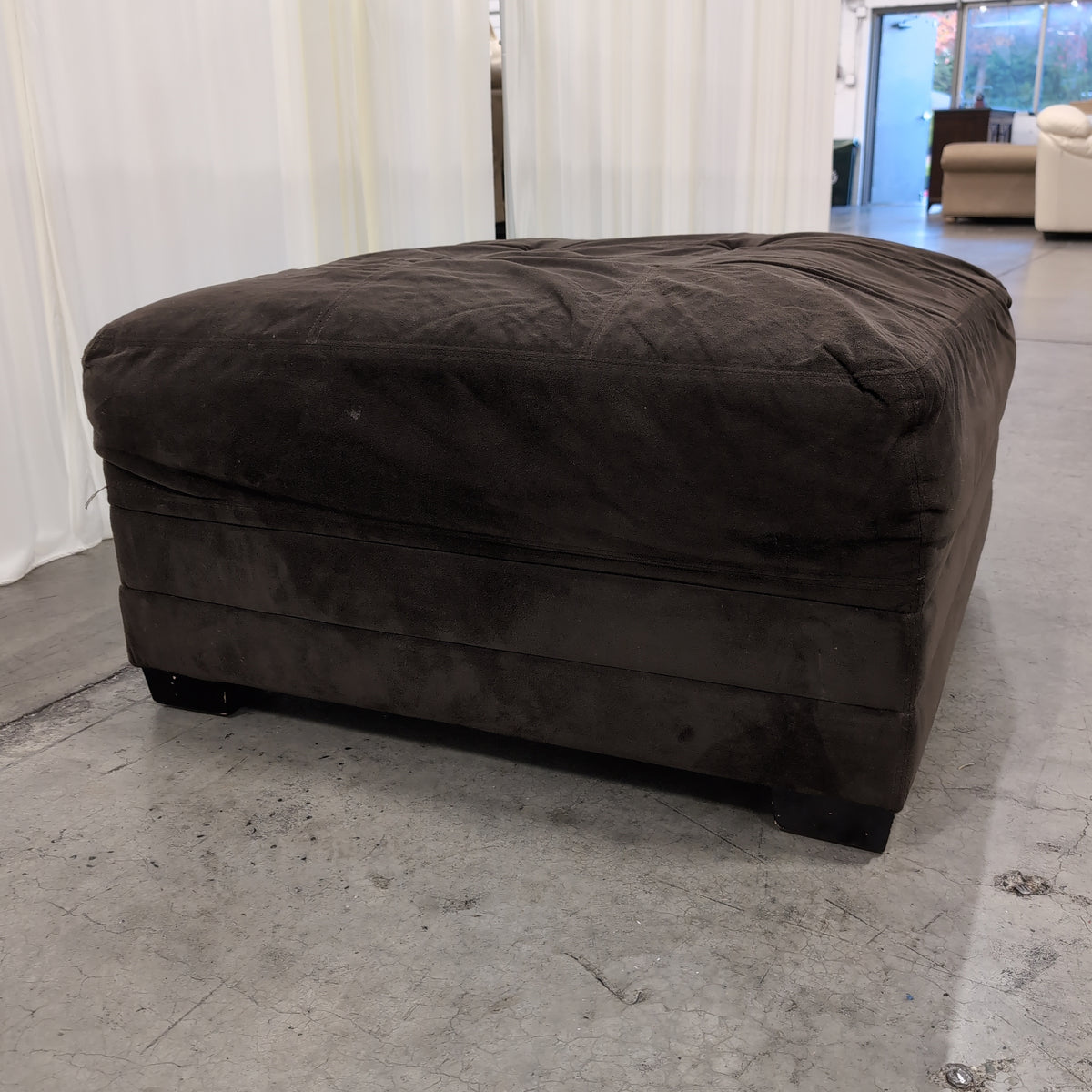 Brown Microsuede Square Ottoman