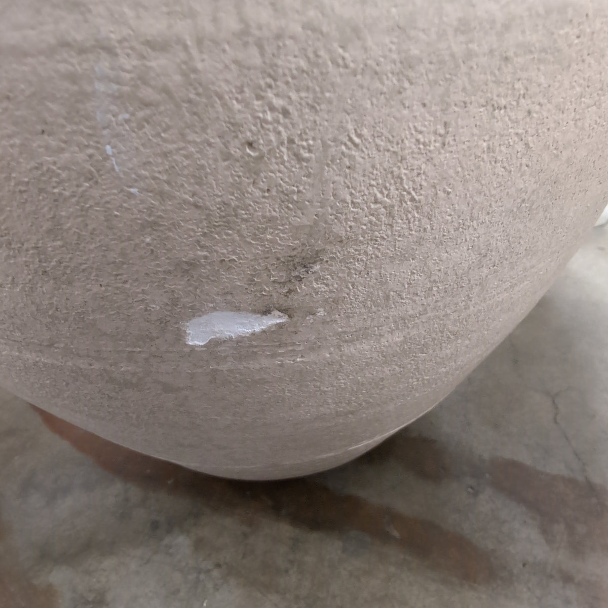 Large Beige Pottery Table Lamp with Fabric Shade
