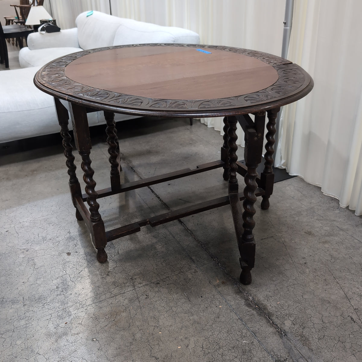 Dark Wood Barley Twist Gateleg Dining Table