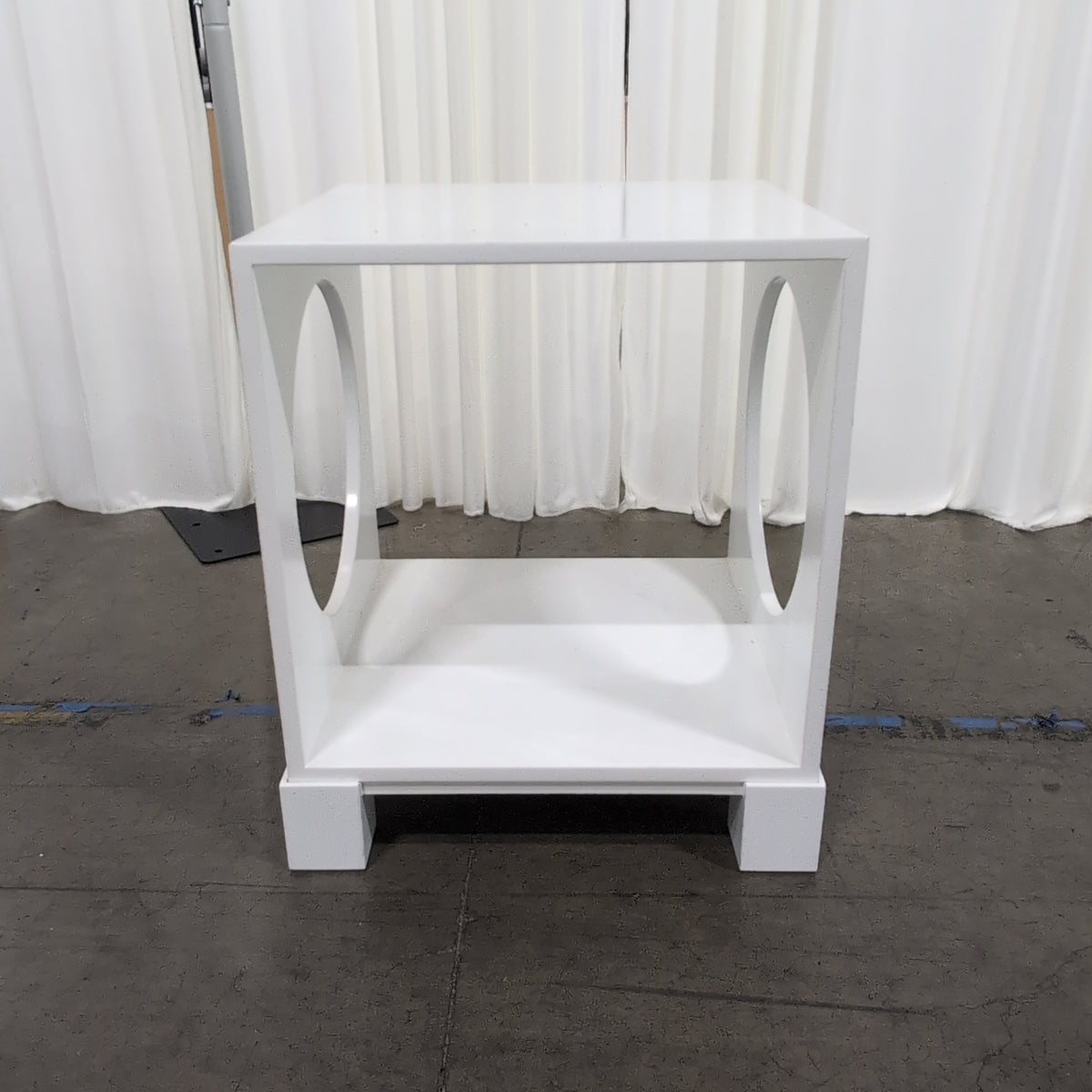 Modern White Square End Table with Storage Shelf