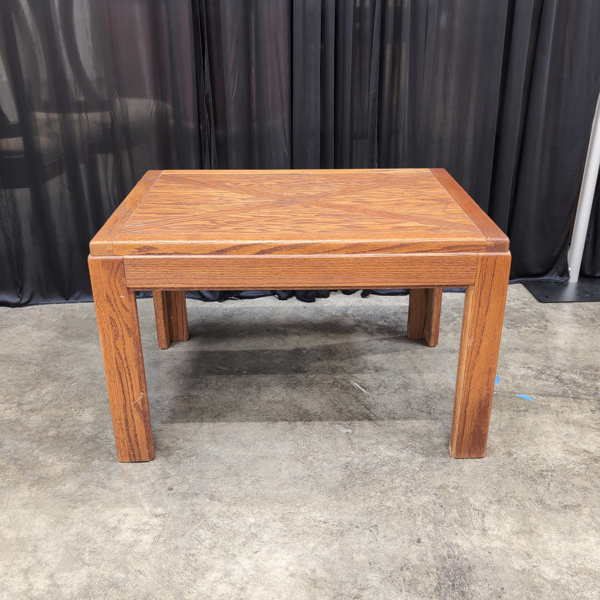 Brown Wood End Table with Geometric Top